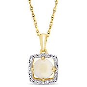5/8 ct. t.w. Opal and Diamond Pendant in 10k Yellow Gold