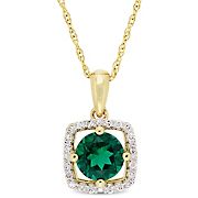 4/5 ct. t.w. Emerald and Diamond Pendant in 10k Yellow Gold