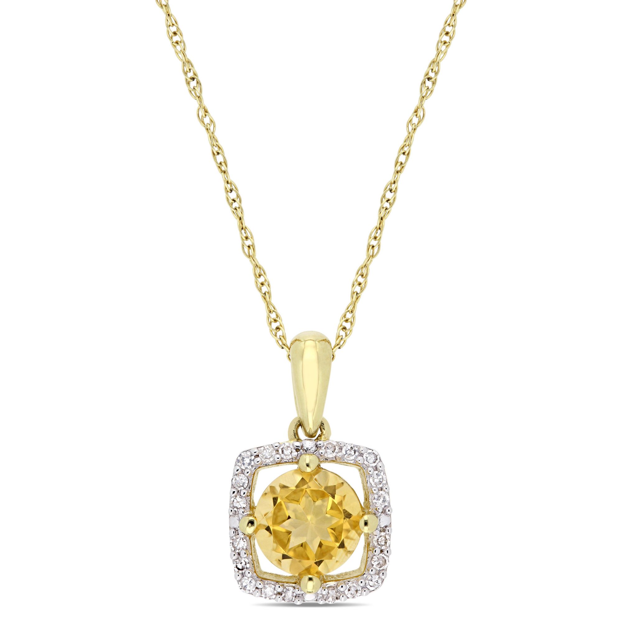 3/4 ct. t.w. Citrine and Diamond Accent Pendant in 10k Yellow Gold