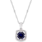 1 ct. t.w. Blue Sapphire and Diamond Accent Pendant in 10k White Gold