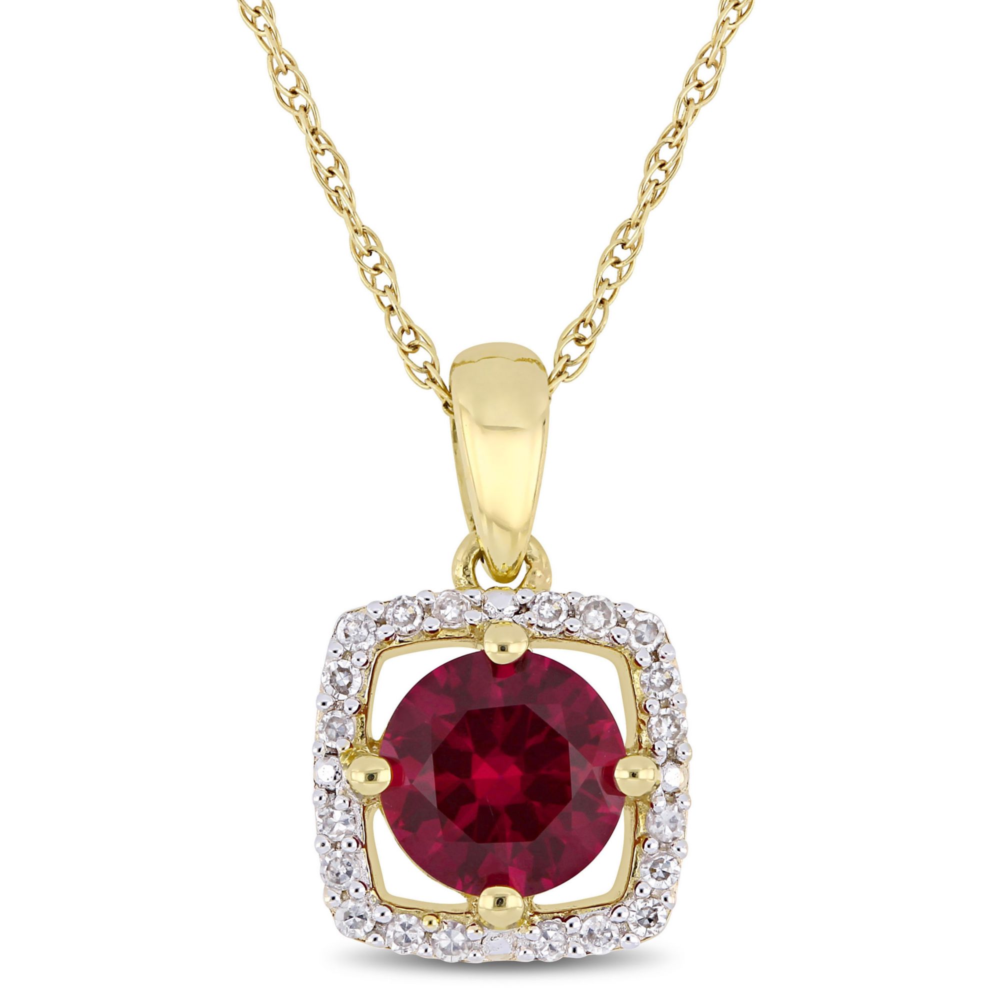 1 ct. t.w. Ruby and Diamond Accent Pendant in 10k Yellow Gold