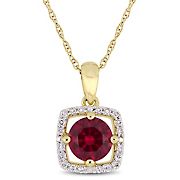 1 ct. t.w. Ruby and Diamond Accent Pendant in 10k Yellow Gold