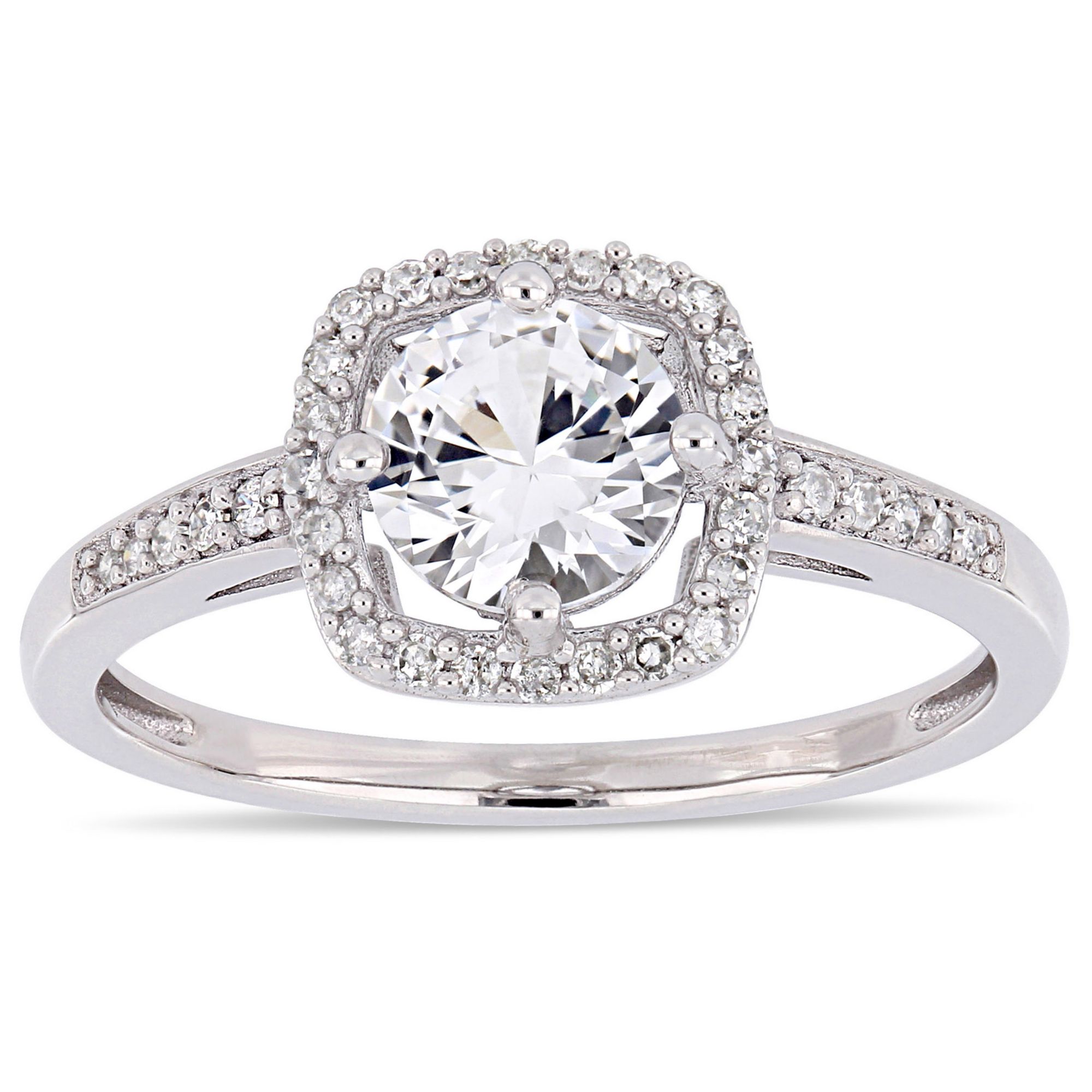 1 ct. t.w. White Sapphire and Diamond Accent Halo Ring in 10k White Gold, Size 6