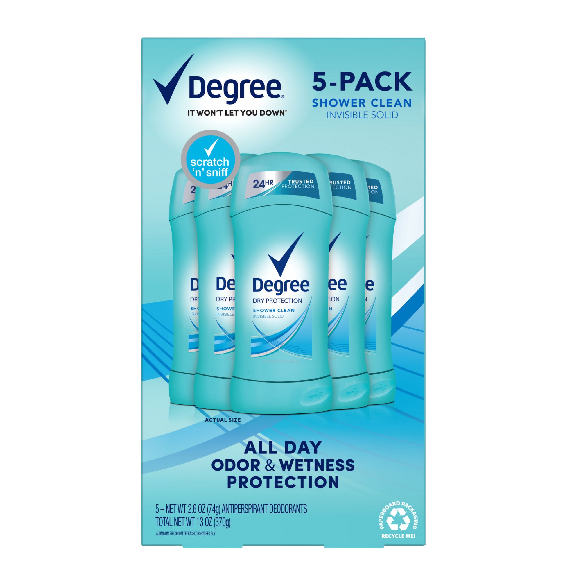 Degree Women's Shower Clean Dry Protection Deodorant, 5 pk.