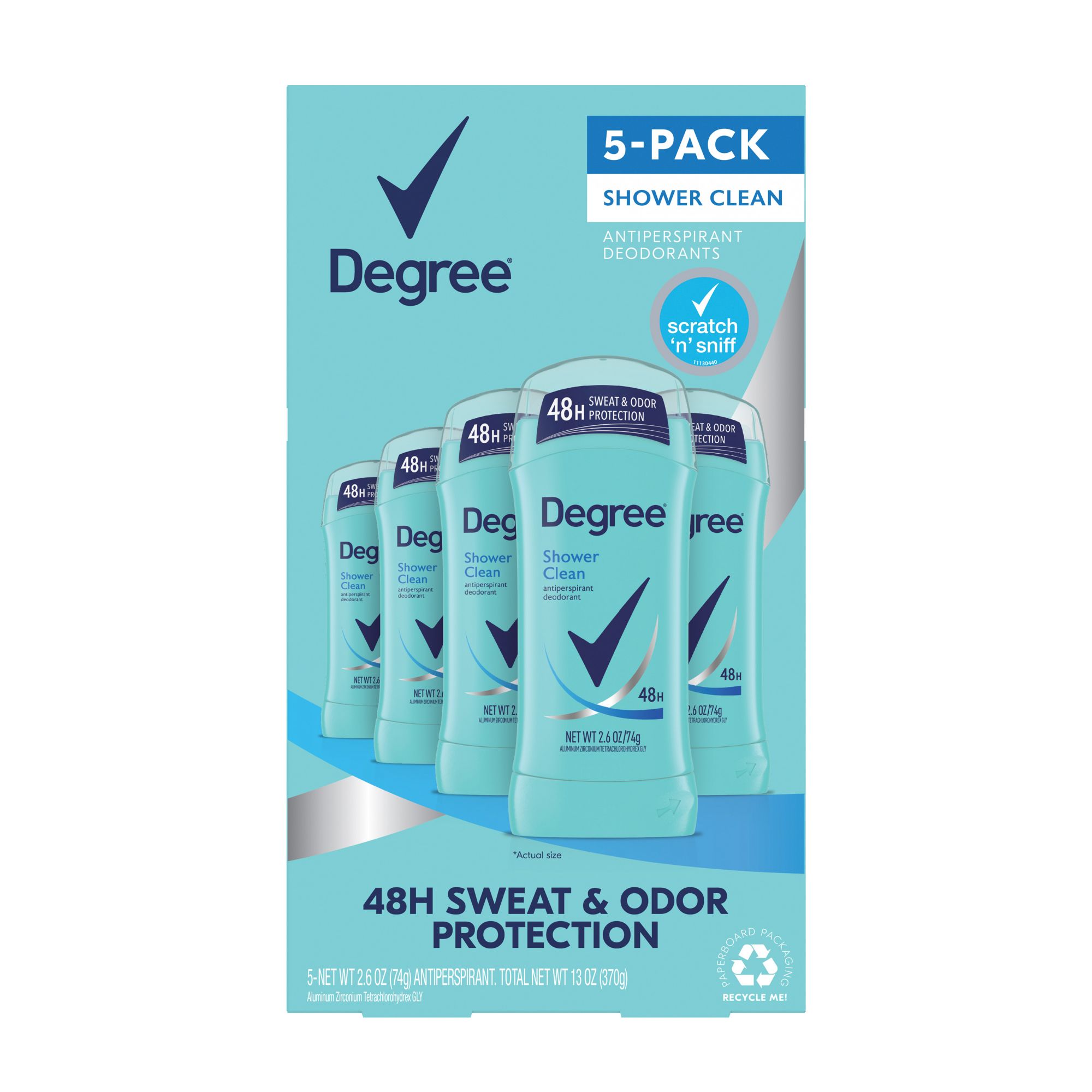 Degree Women's Shower Clean Dry Protection Deodorant, 5 pk.