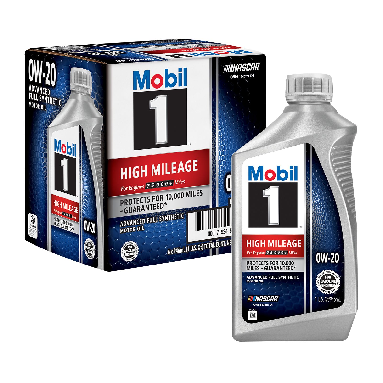Mobil 1 High Mileage Motor Oil 0W-20, 6 pk./1 qt. | BJ's Wholesale 