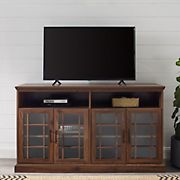 W. Trends 58&quot; Traditional Glass Door Tall TV Stand for Most TV's up to 65&quot; - Dark Walnut