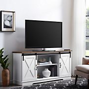 W. Trends 58&quot; Sliding Barn Door TV Stand for Most TV's up to 65&quot; - White/Rustic Oak