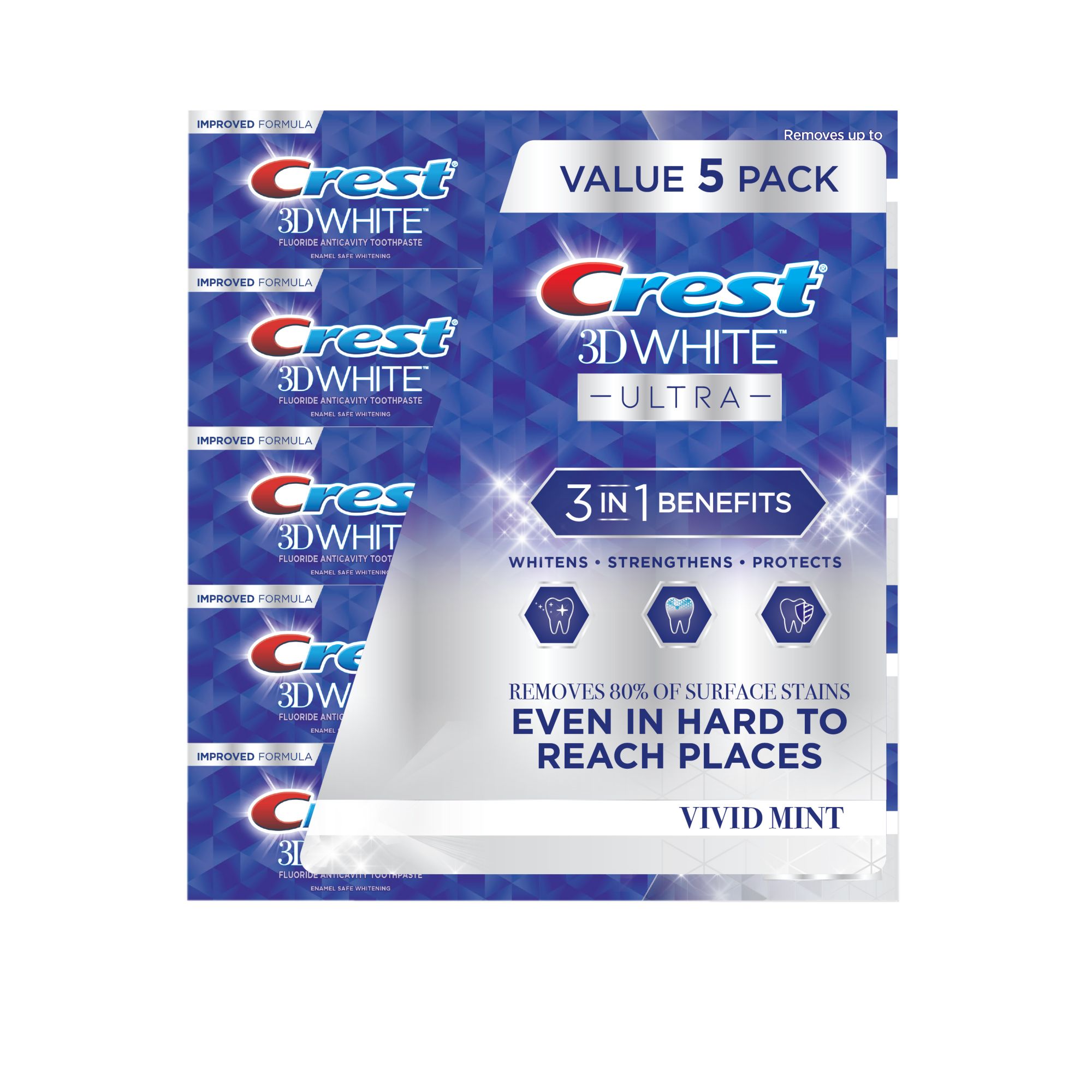 Crest 3d White Ultra Whitening Toothpaste Vivid Mint 5 Pk Bjs