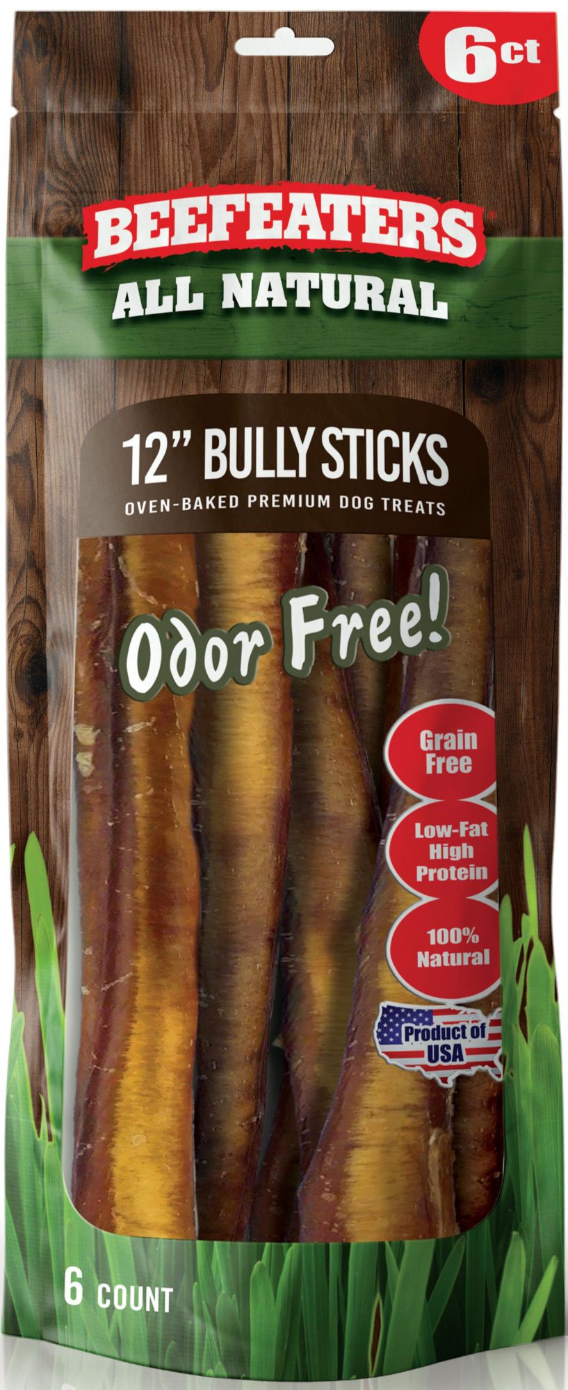 Beefeaters No Odor Natural Bully Sticks, 6 ct.