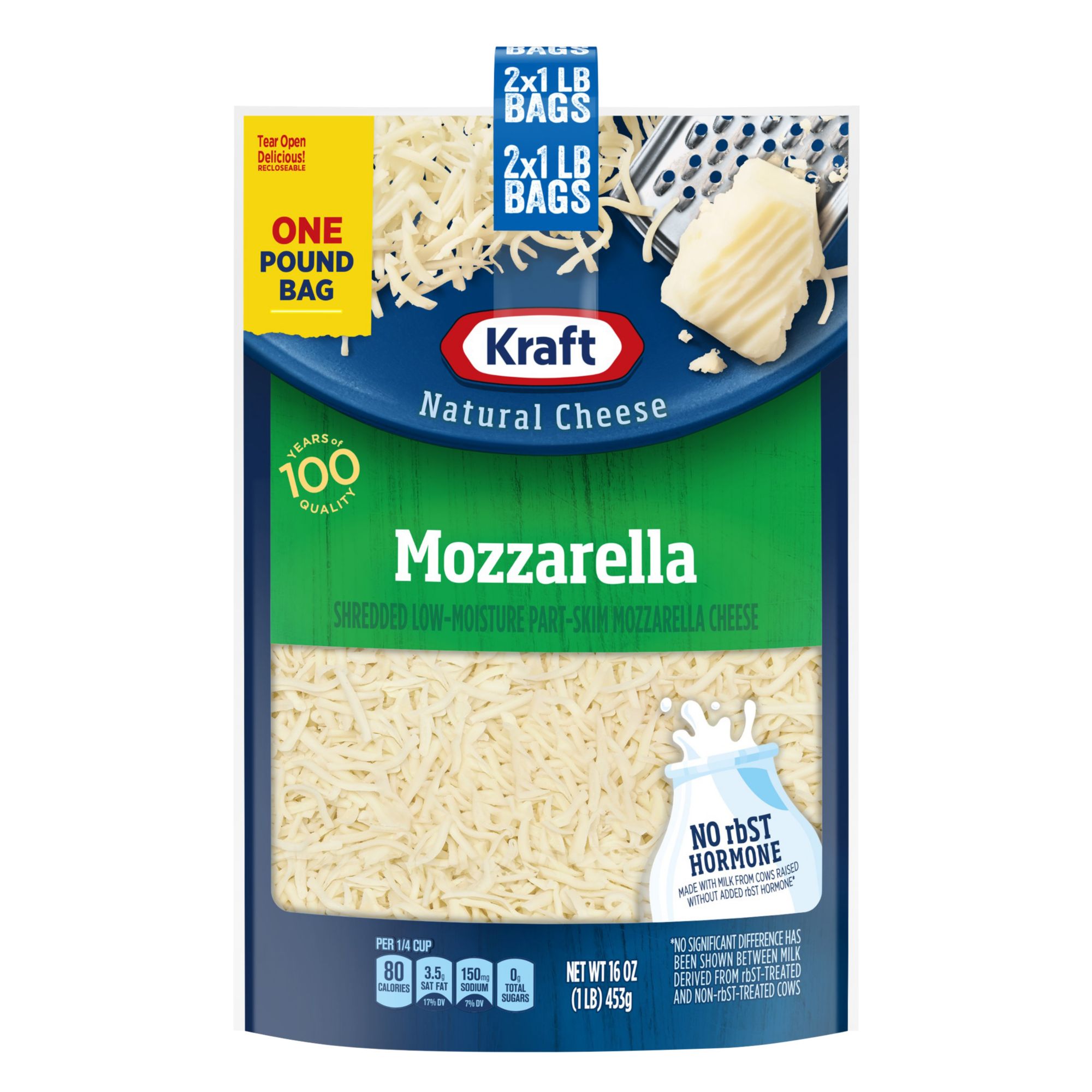 Kraft Mozzarella Shredded Cheese, 2 pk./1 lb.