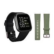 Fitbit Versa 2 Smartwatch Bundle with Small and Large Bands - Black