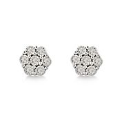 .10 ct. t.w. Diamond Flower Stud Earrings in Sterling Silver
