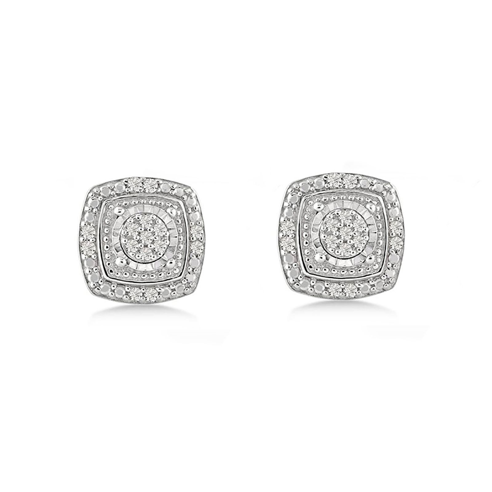 10 Ct T W Diamond Cushion Shaped Stud Earrings In Sterling