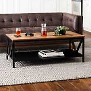 W. Trends 48&quot; Distressed Farmhouse Solid Wood Coffee Table - Reclaimed Barnwood and Black