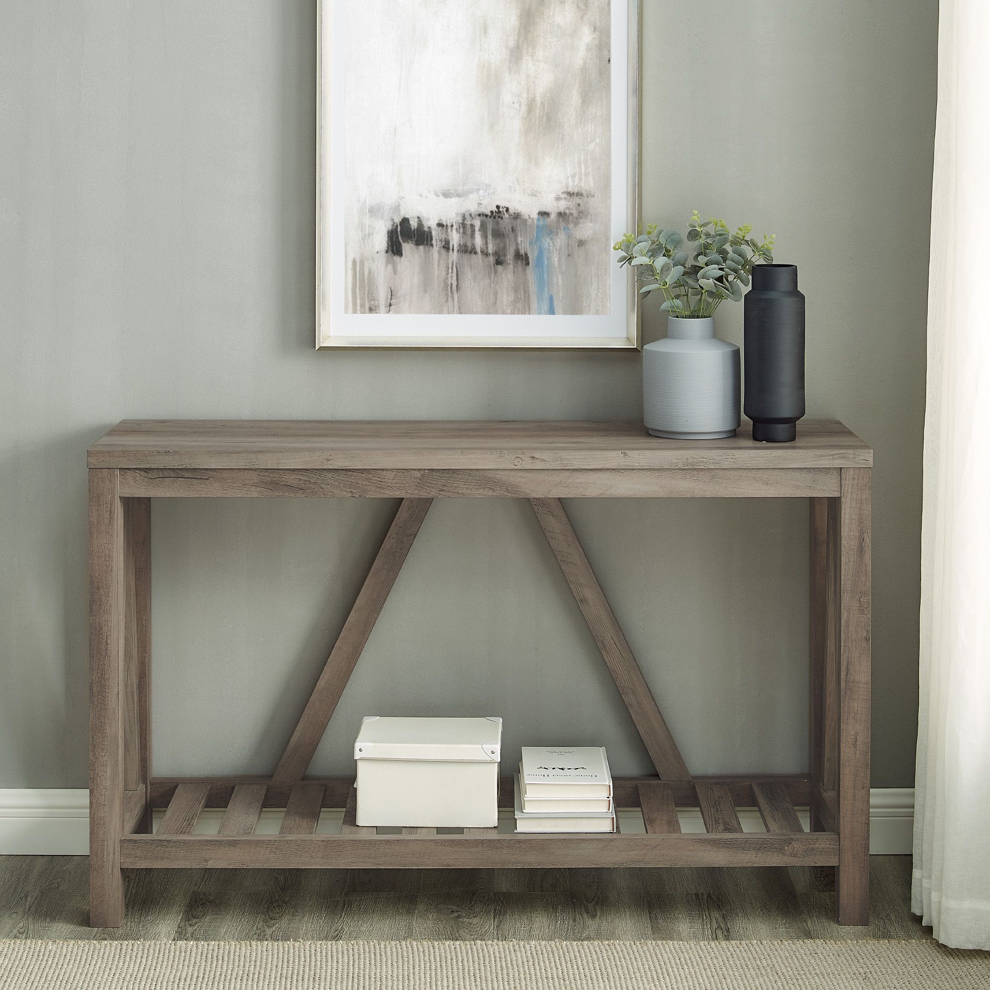 W. Trends 52&quot; Modern Farmhouse Entryway Console Table - Gray Wash