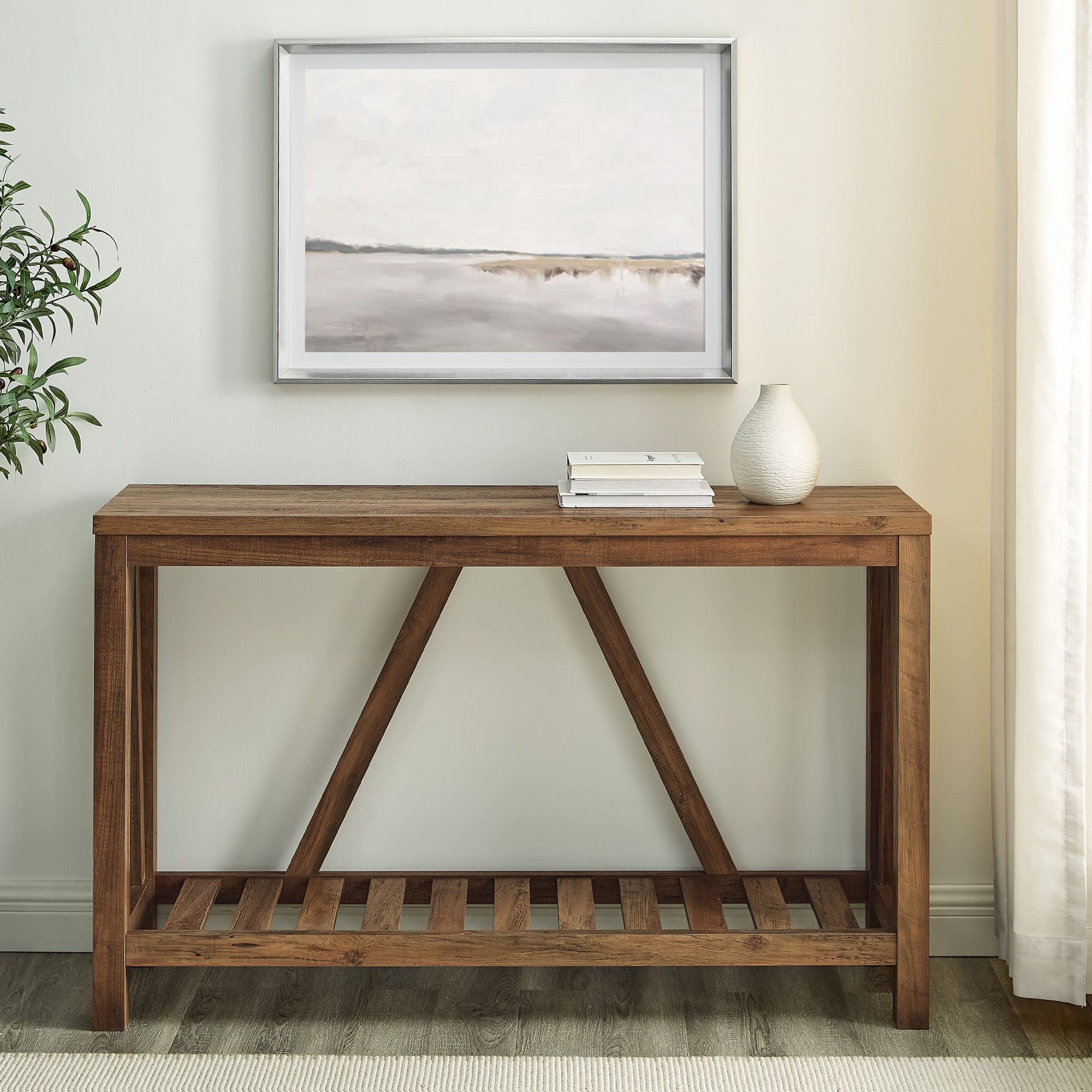 52 Modern Farmhouse Entryway Console Table Rustic Oak Bjs