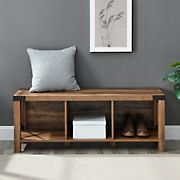 W. Trends 48&quot; Farmhouse Wood Entryway Bench - Reclaimed Barnwood