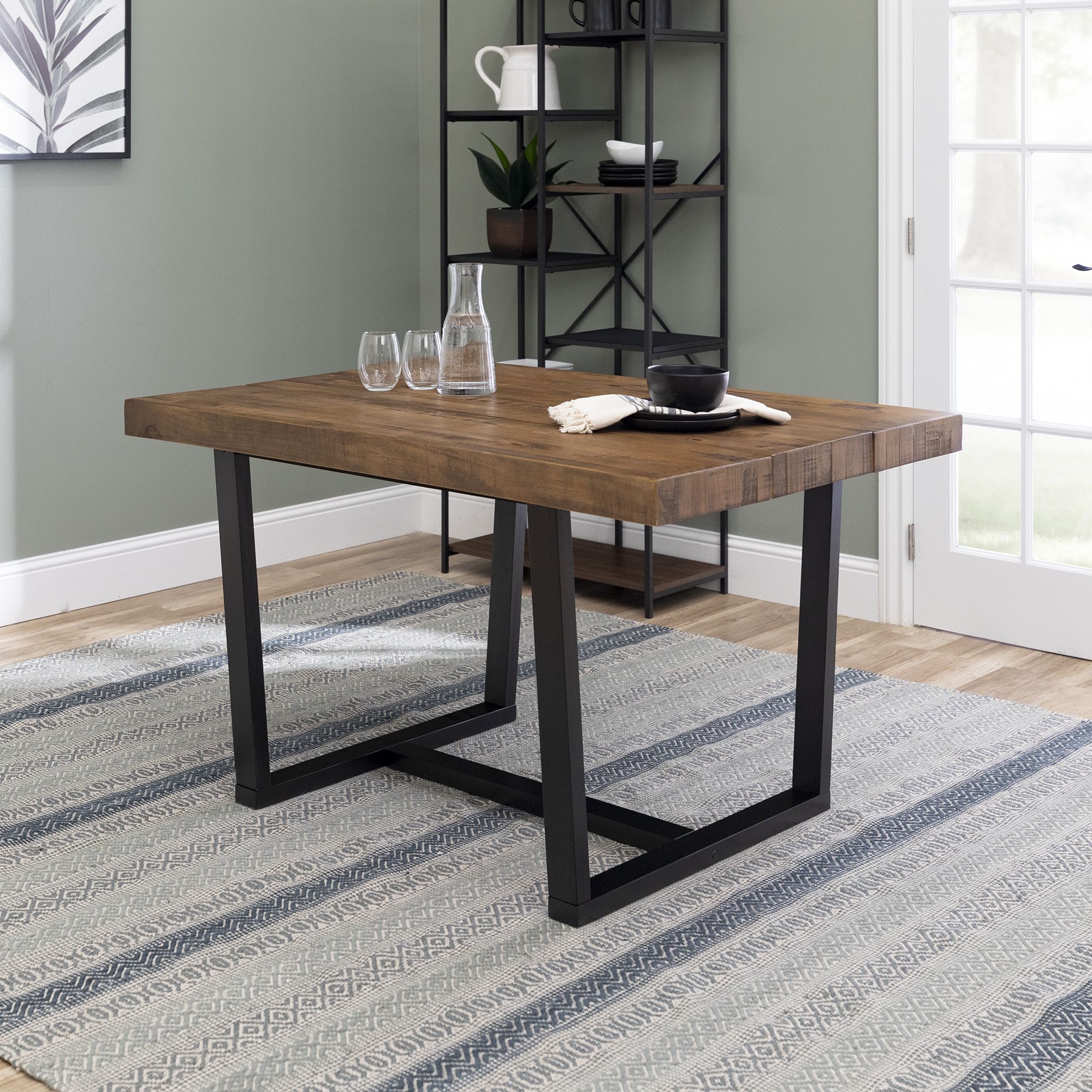 W. Trends 52&quot; Distressed Solid Wood Dining Table - Reclaimed Barnwood
