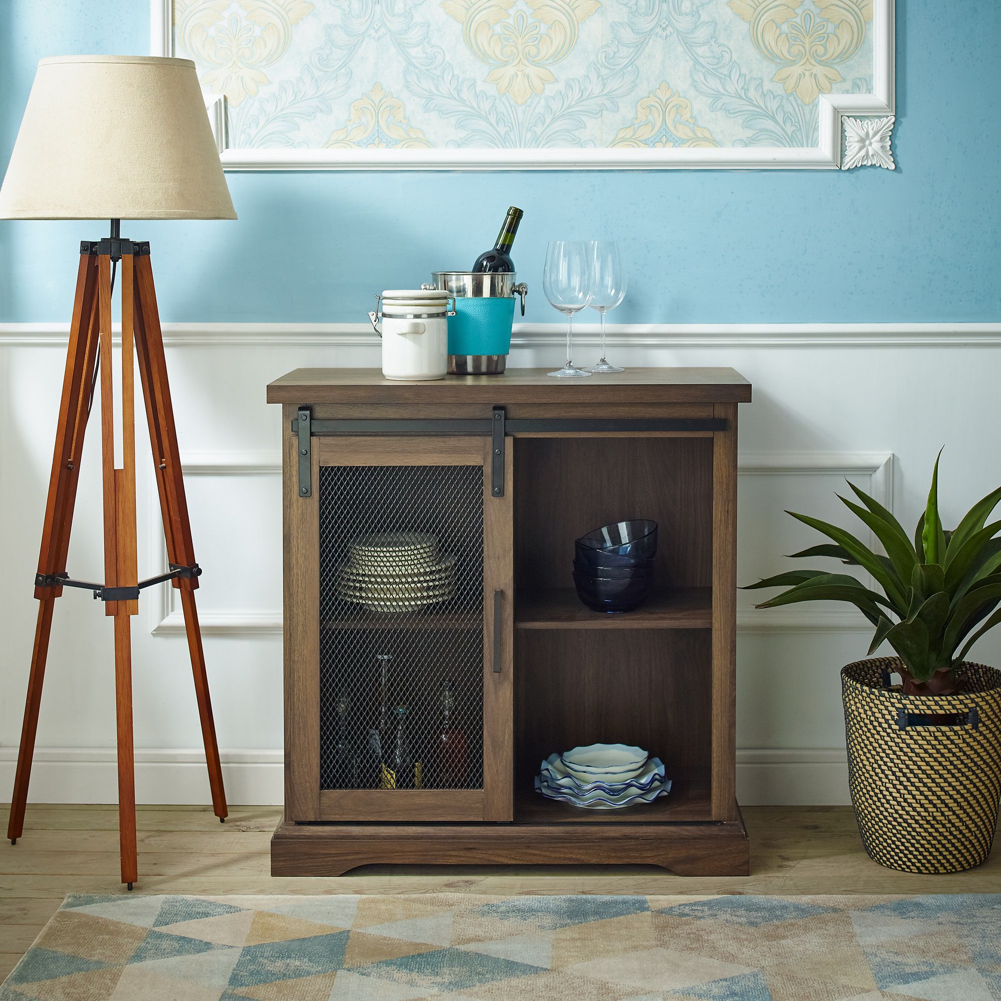 Storage Cabinet, 32'' Farmhouse Armoire w/Adjustable Shelves, Rustic P —  Farmhouse Kitchen and Bath