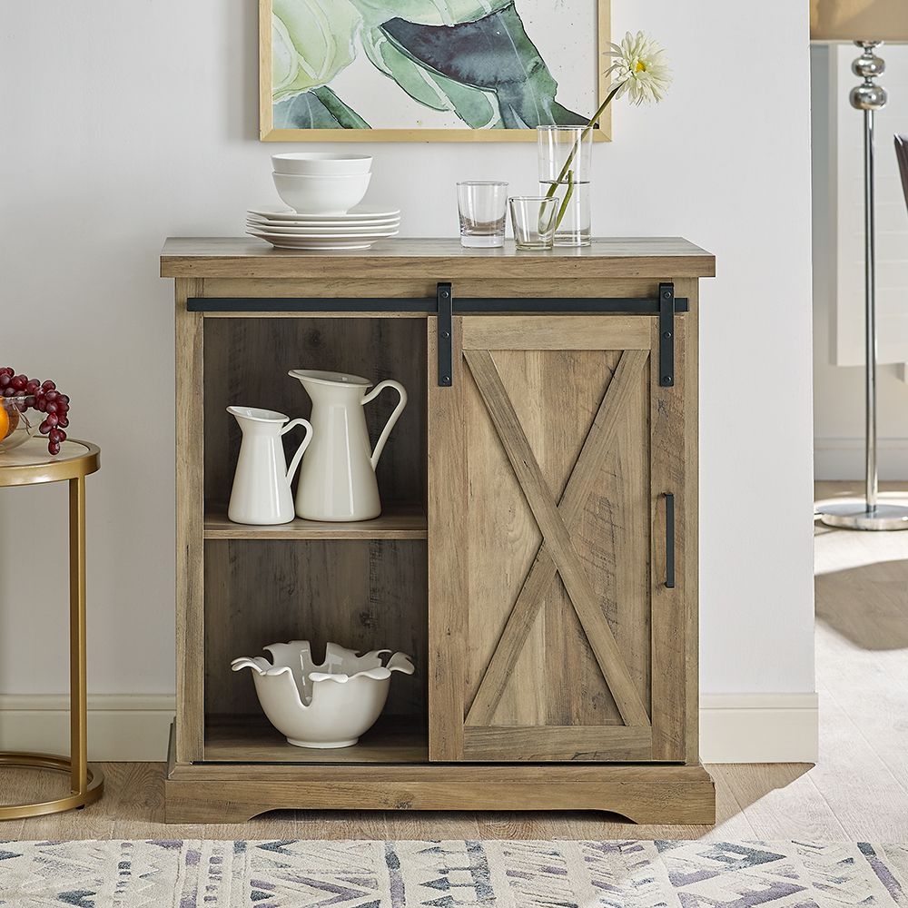 Storage Cabinet, 32'' Farmhouse Armoire w/Adjustable Shelves, Rustic P —  Farmhouse Kitchen and Bath