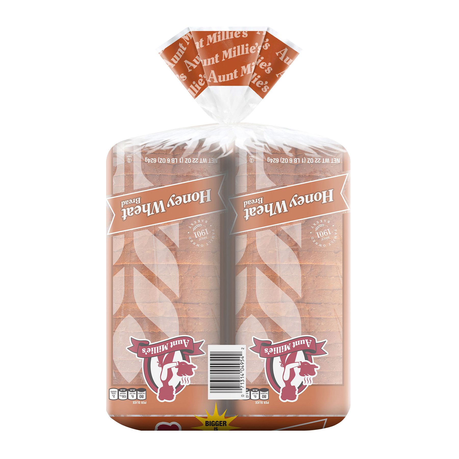 Aunt Millie's Honey Wheat Bread Twin Pack, 44 oz.
