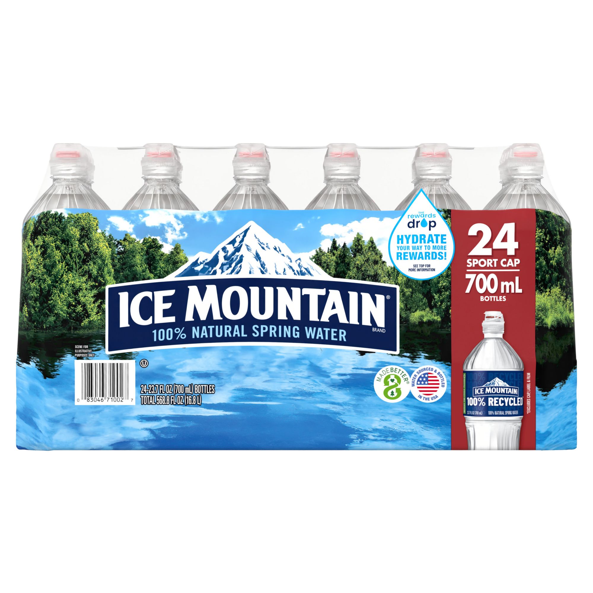 Ice Mountain Natural Spring Water with Sports Cap, 24 pk./23.7 oz.