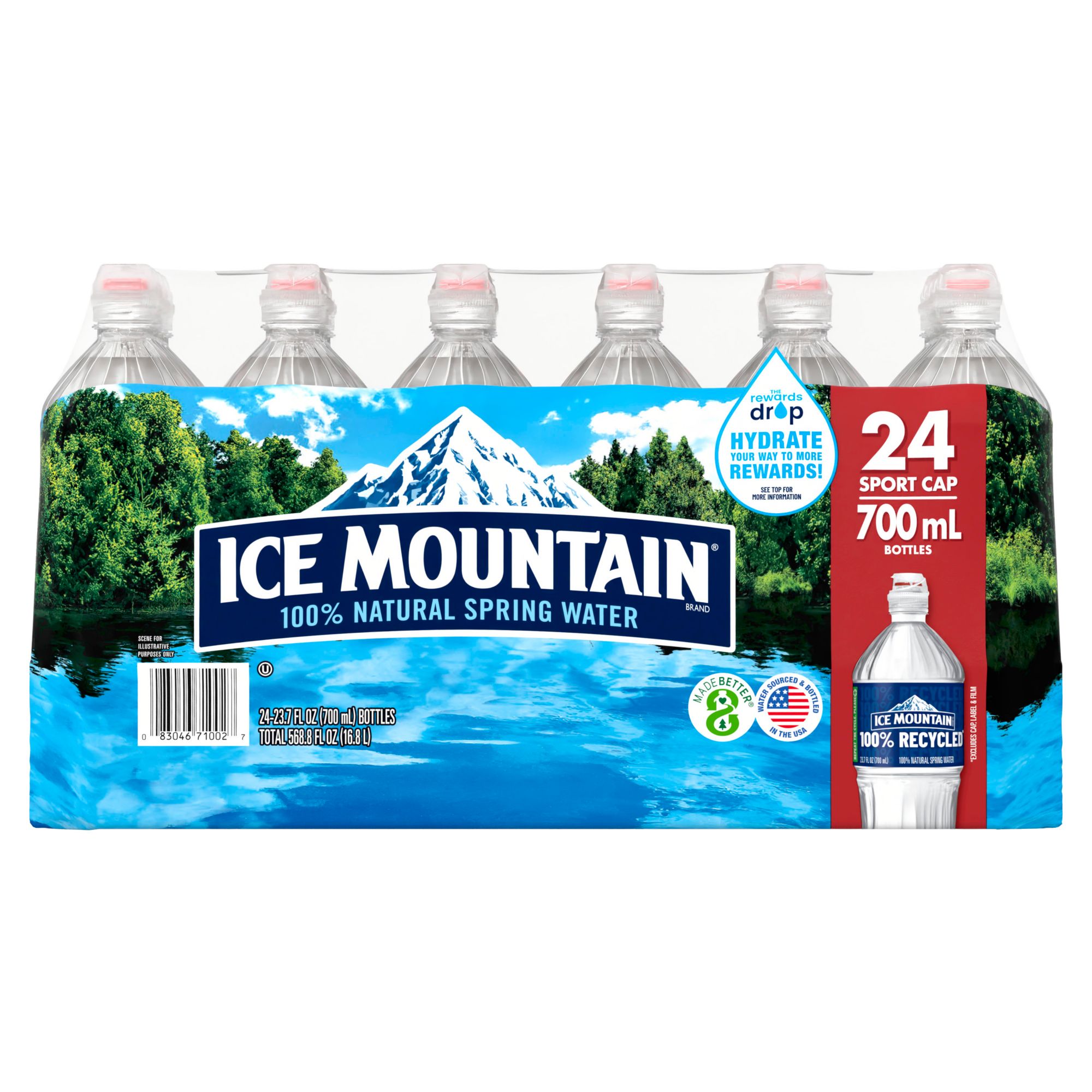 Ice Mountain Natural Spring Water with Sports Cap, 24 pk./23.7 oz.