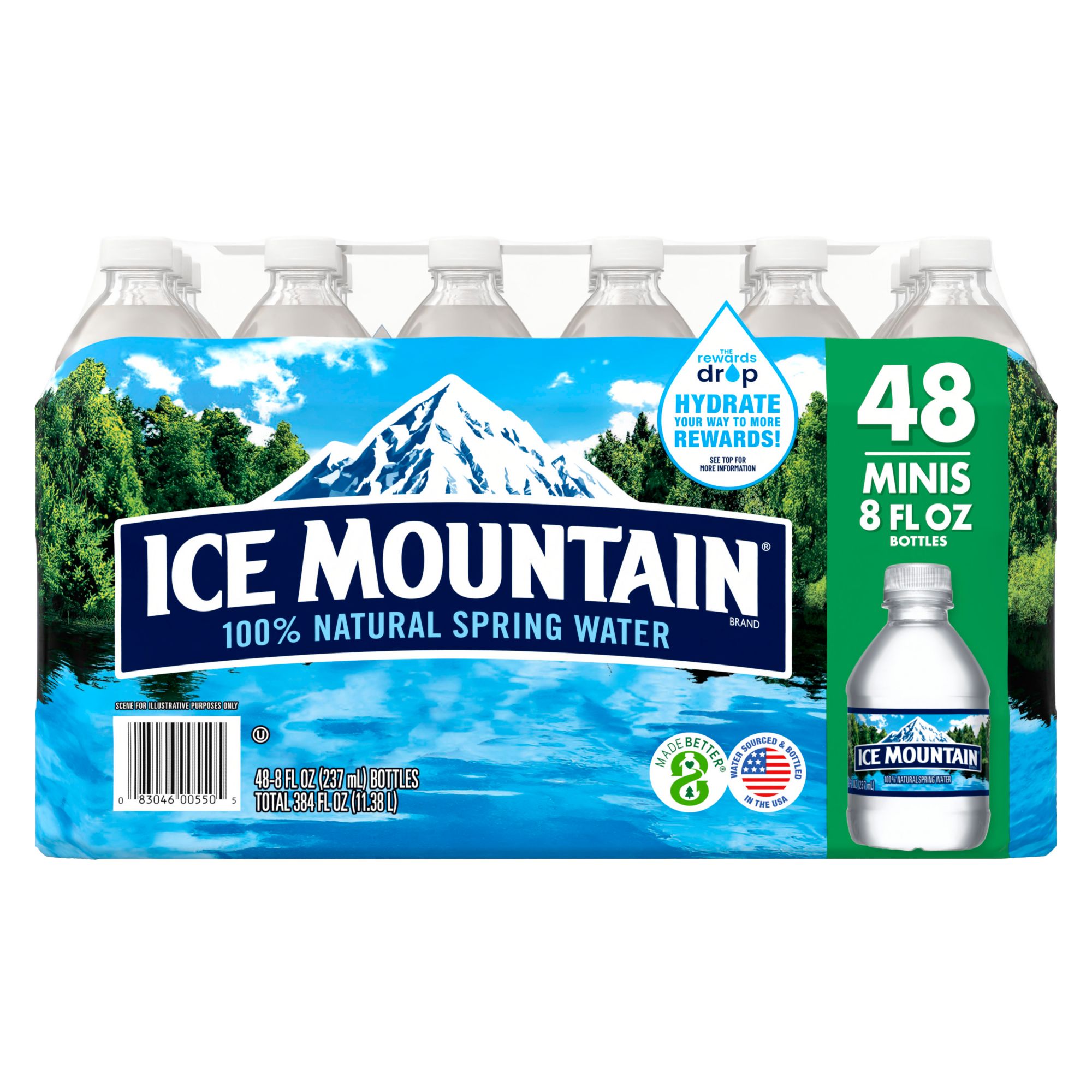 Ice Mountain Mini Natural Spring Water, 8 Fl. Oz., 12 Count