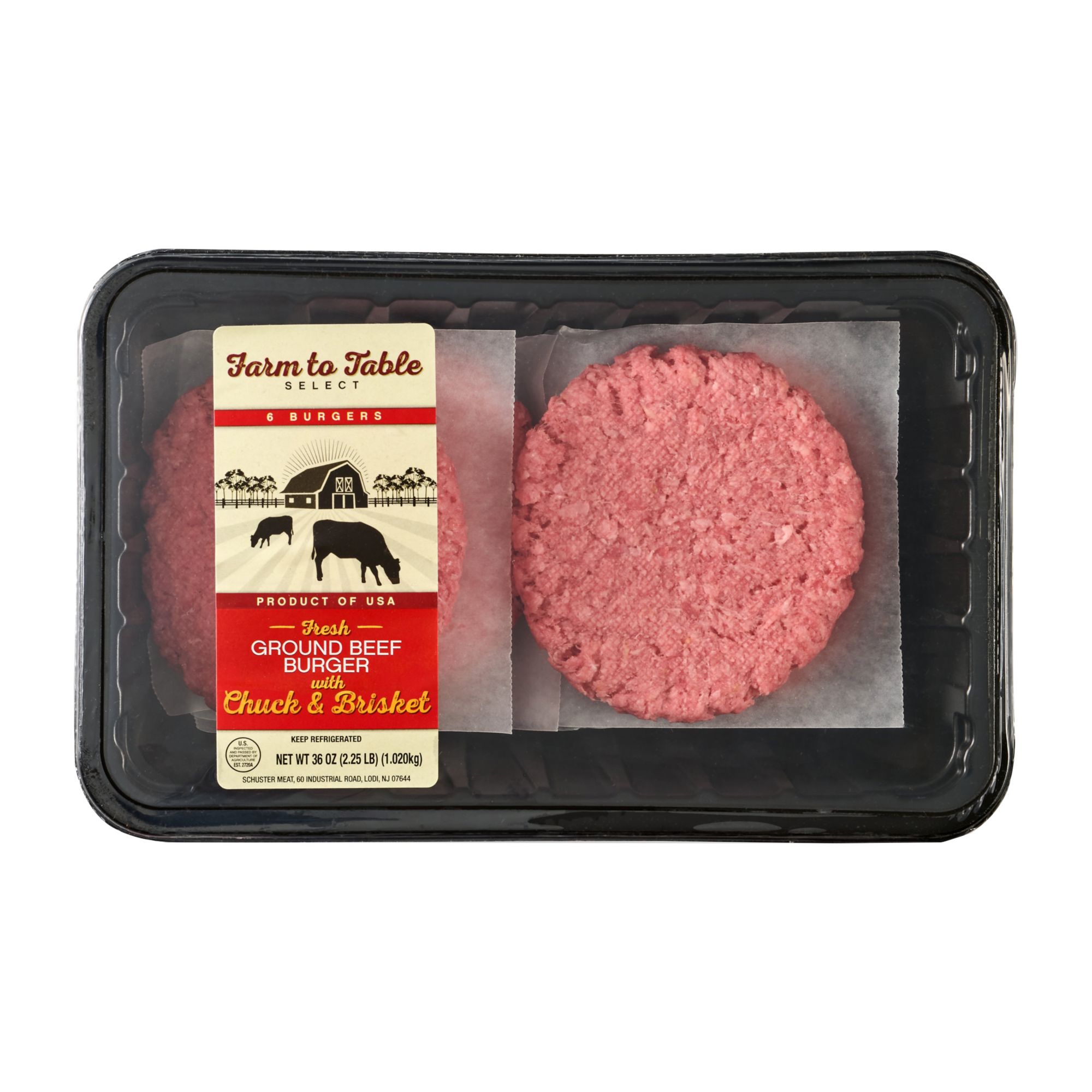 Farm to Table Select Ground Beef Burgers,  6 ct.