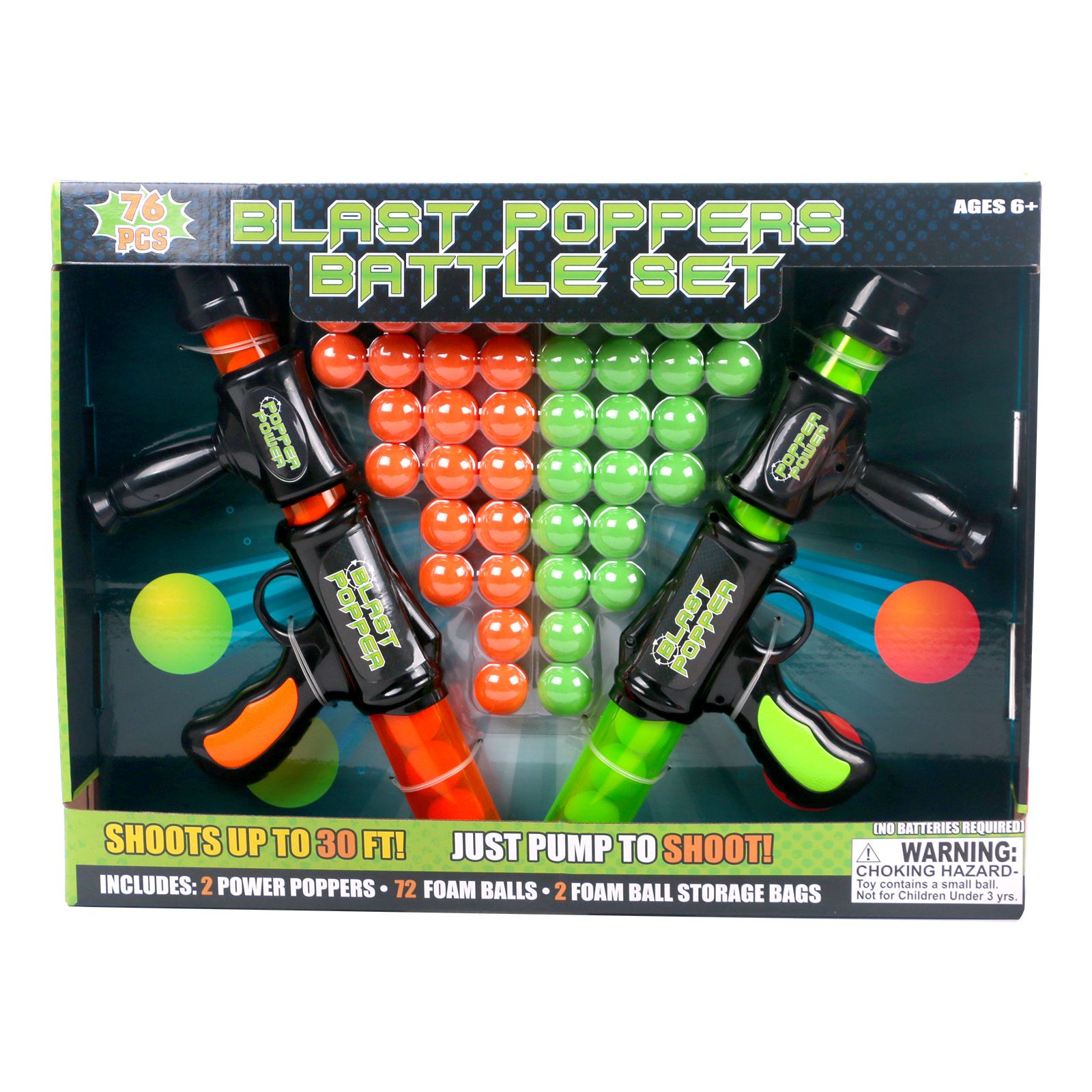 Blast Popper Set with Two Double Handle Air Poppers and 72 ct. Foam Balls