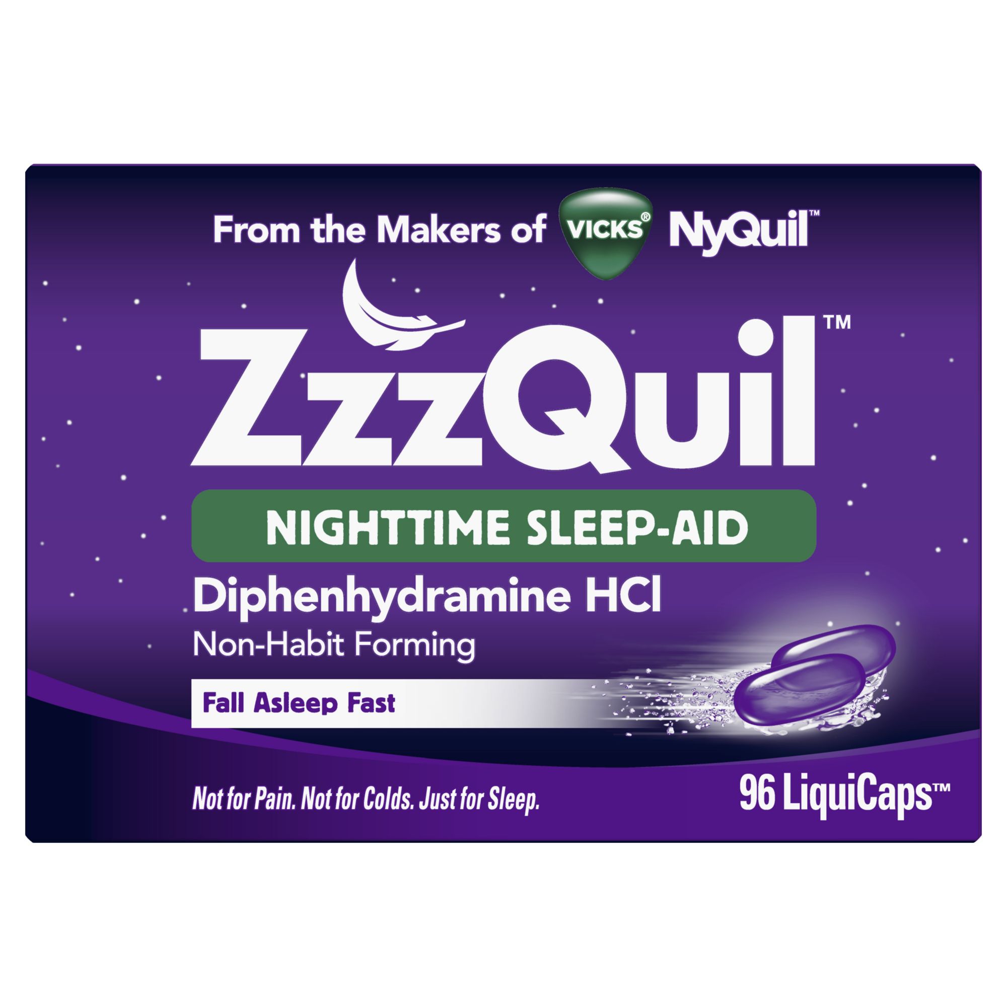 Vicks ZzzQuil Nighttime Sleep Aid LiquiCaps, 96 ct.