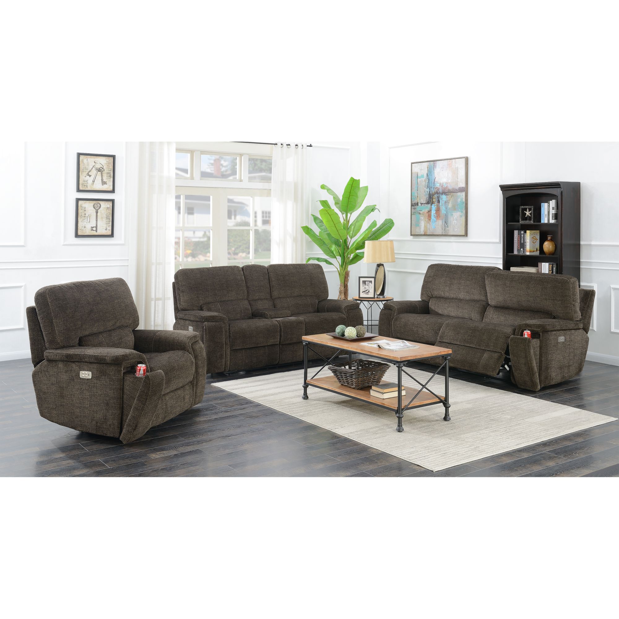 Kian Motions Fairfax 3 Pc Power Reclining Set Brown Bjs