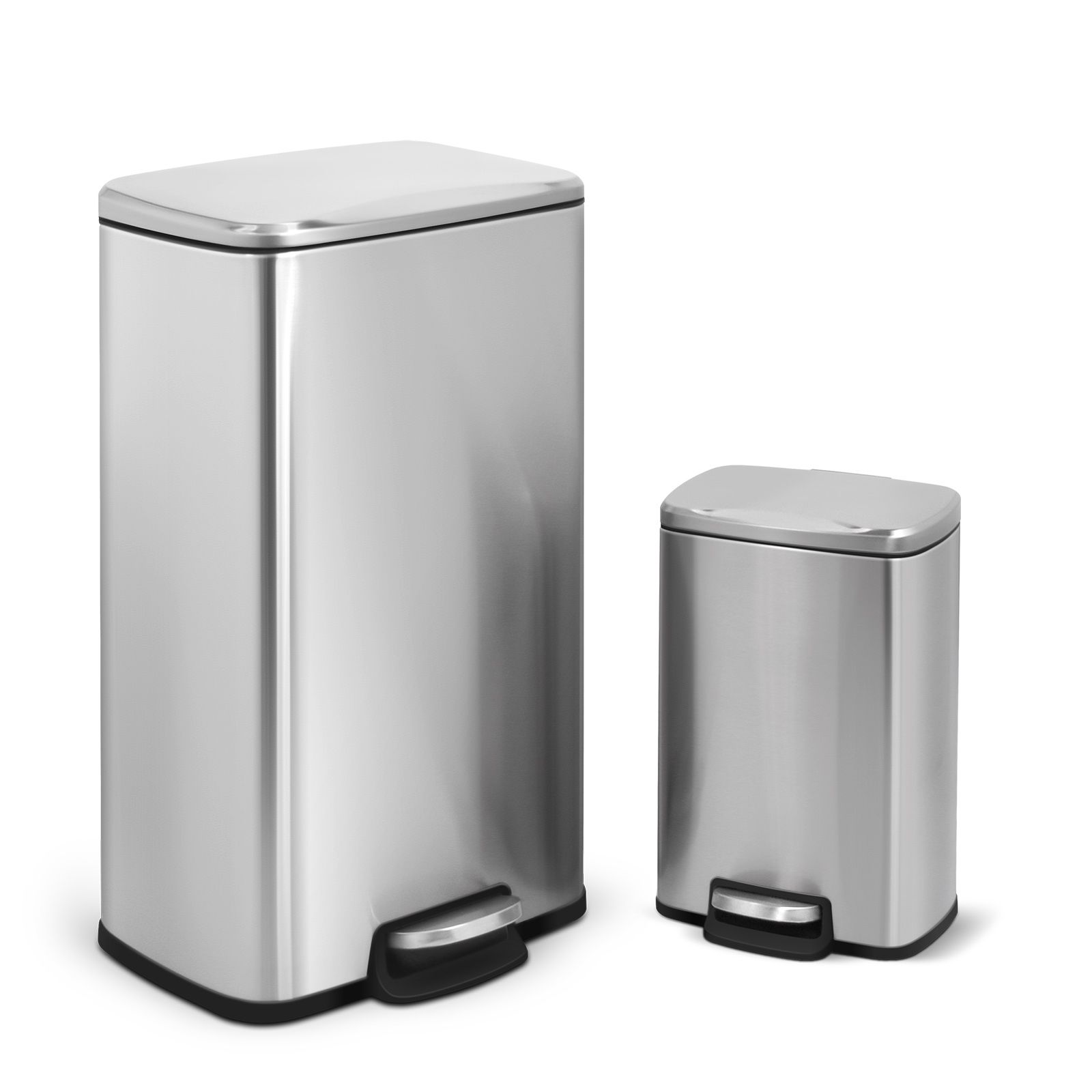 Innovaze 30L and 5L Rectangular Stainless Steel Trash Can Set