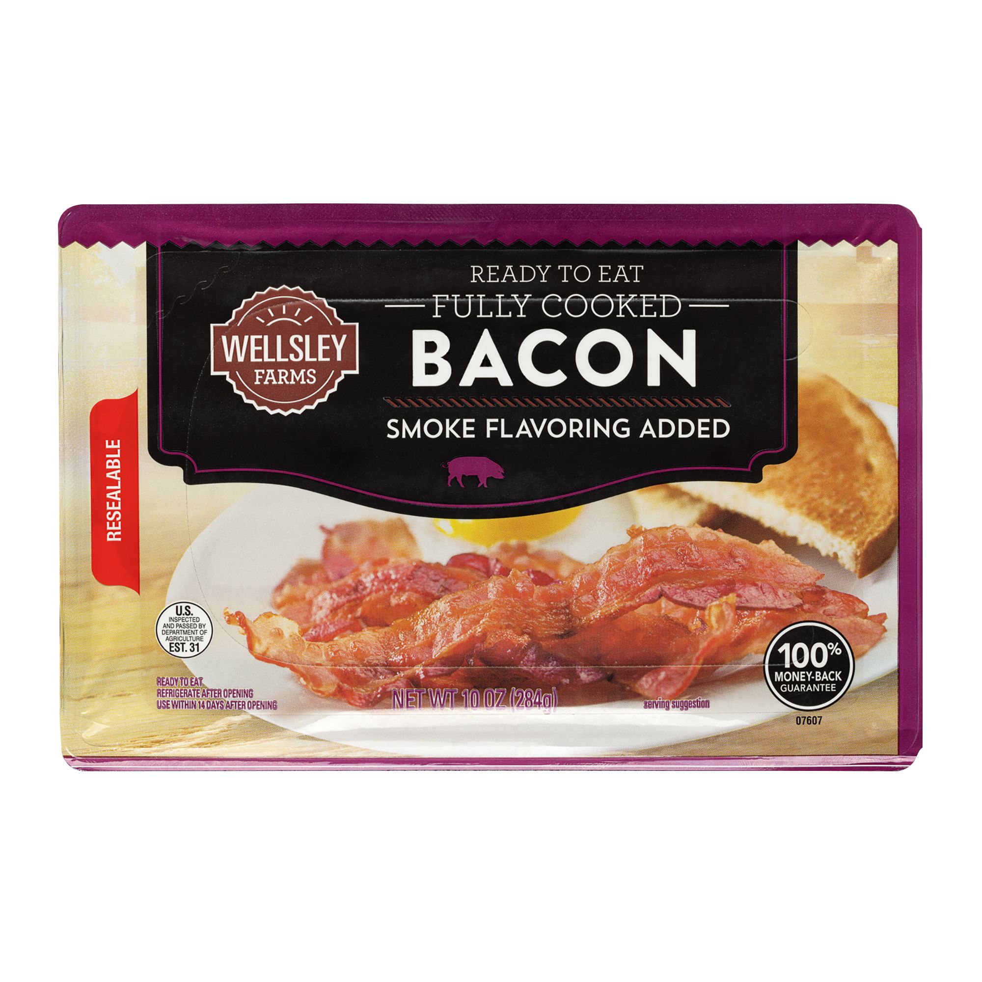 Wellsley Farms Ready-To-Eat Fully Cooked Bacon, 10 oz.