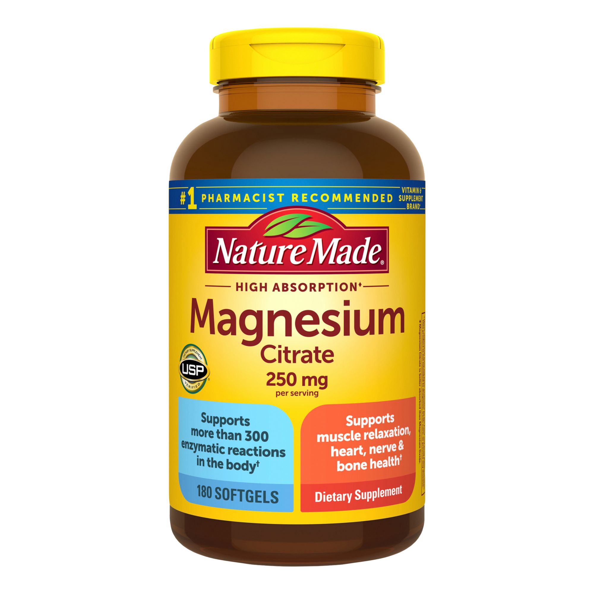 Nature Made Magnesium Citrate 250 mg Softgels, 180 ct.