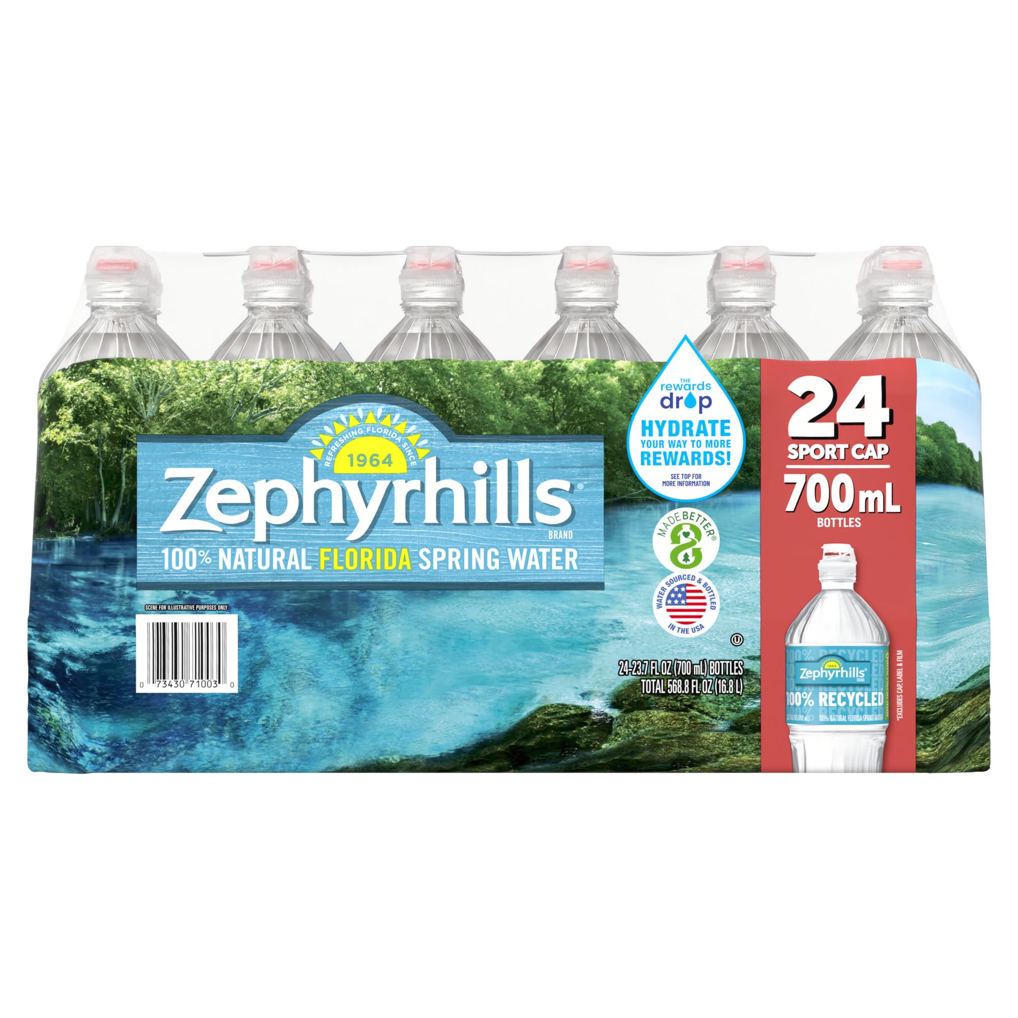 Zephyrhills Brand 100% Natural Spring Water, 8-ounce mini plastic