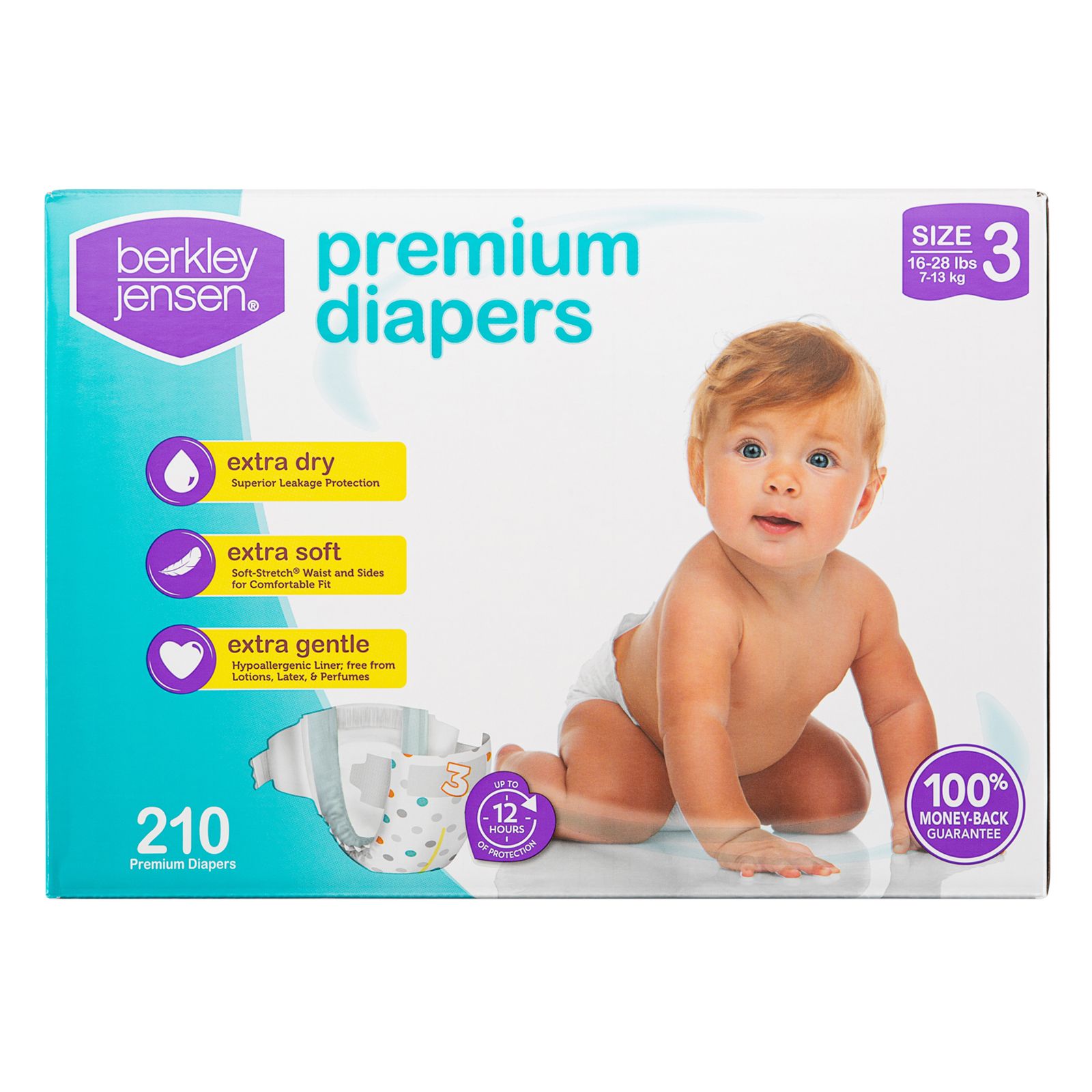 Berkley Jensen Premium Diapers, Size 3/180 ct.