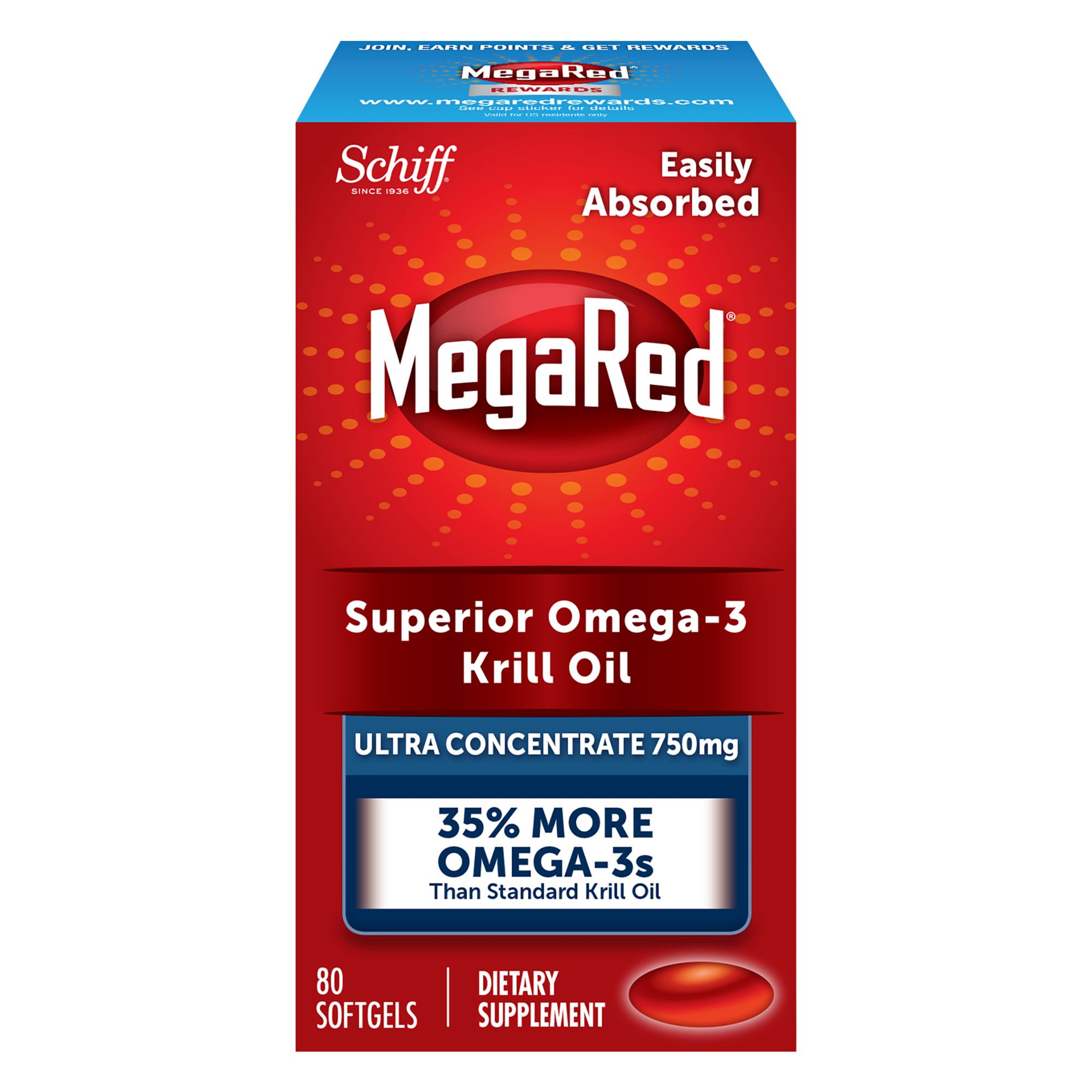 MegaRed 750mg Ultra Concentration Omega-3 Krill Oil, 80 ct.