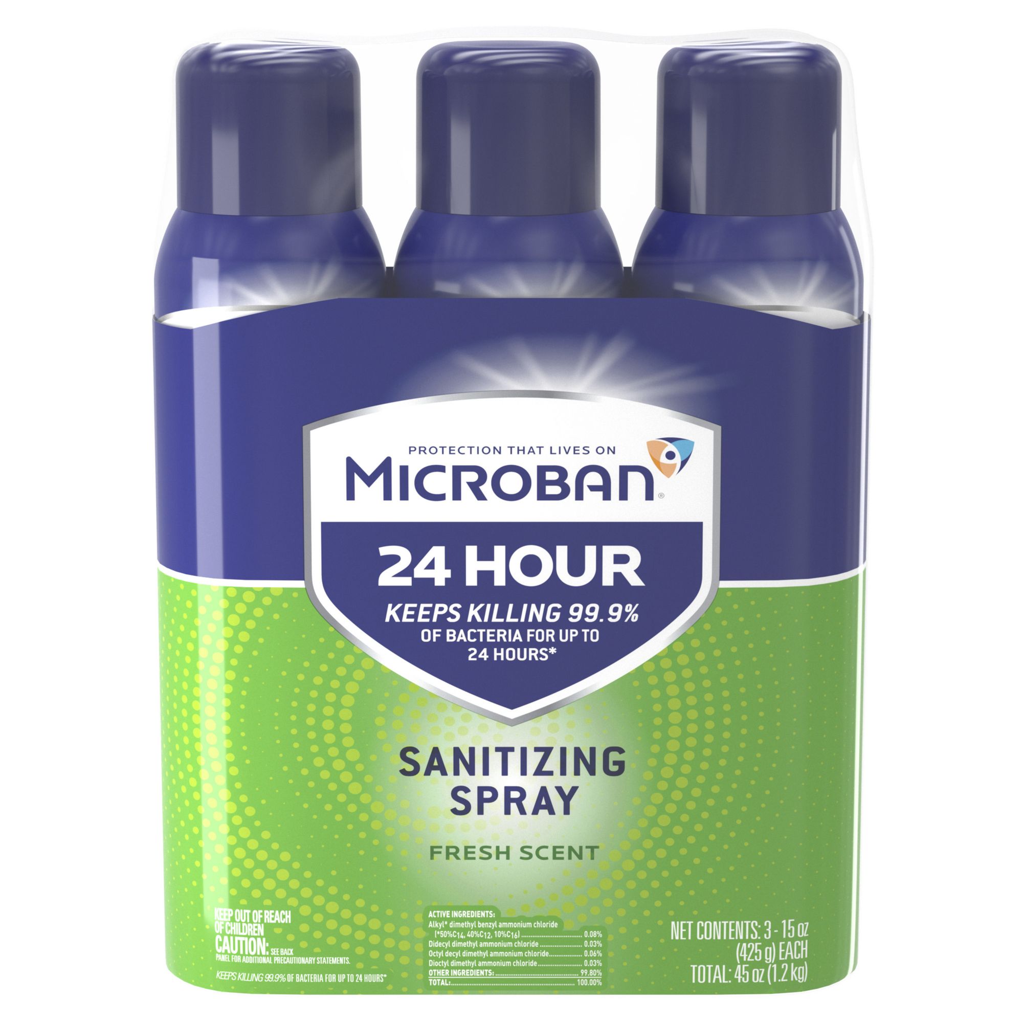 Microban 24 Hour Disinfectant Sanitizing Spray, 3 ct.