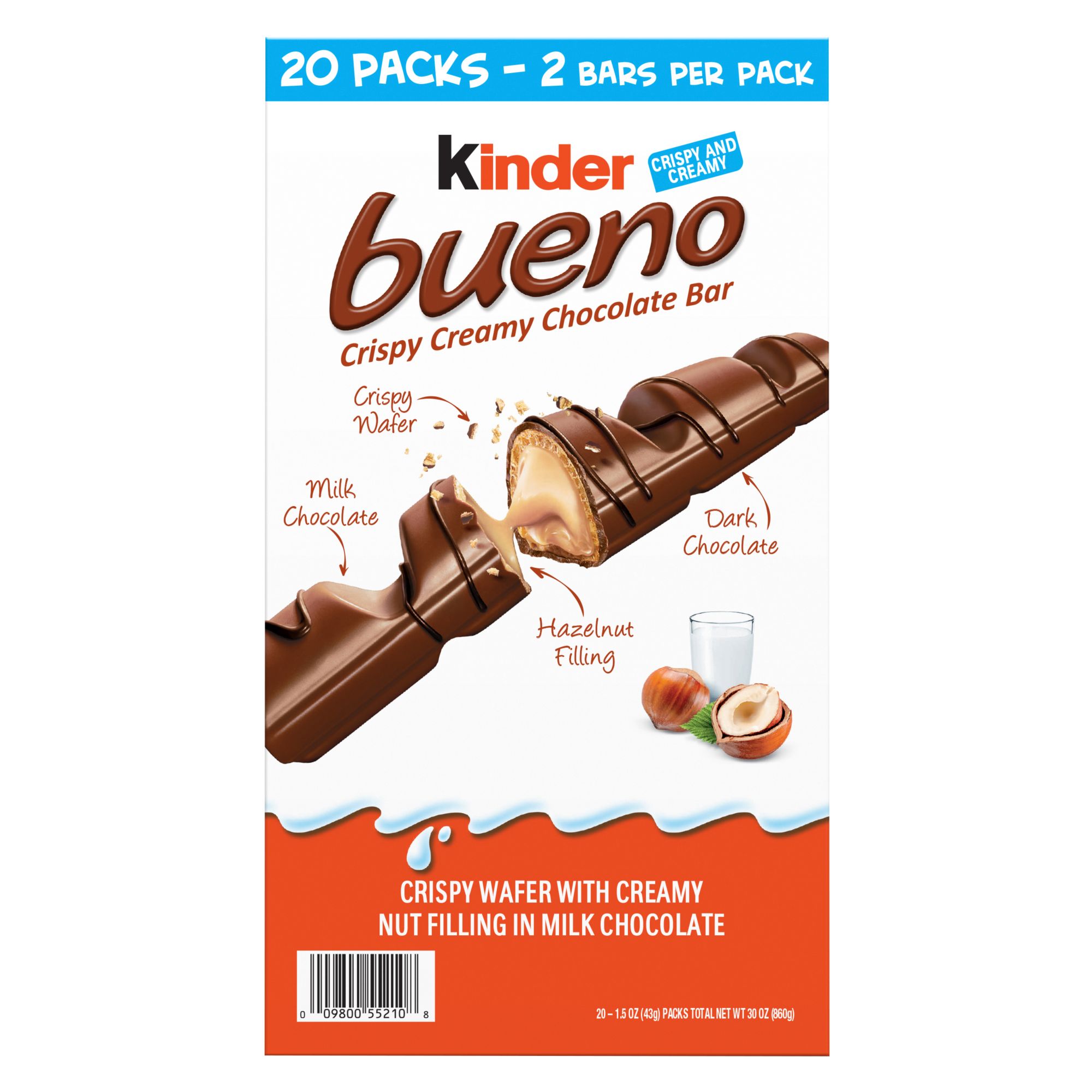 Kinder Bueno Crispy Creamy Chocolate Bars, 20 ct.