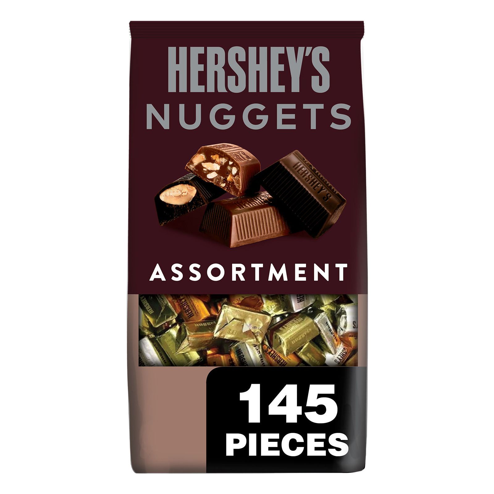 Hershey's Nuggets Snack Size Milk & Dark Chocolate Candy Bars, 145 pk./52 oz.