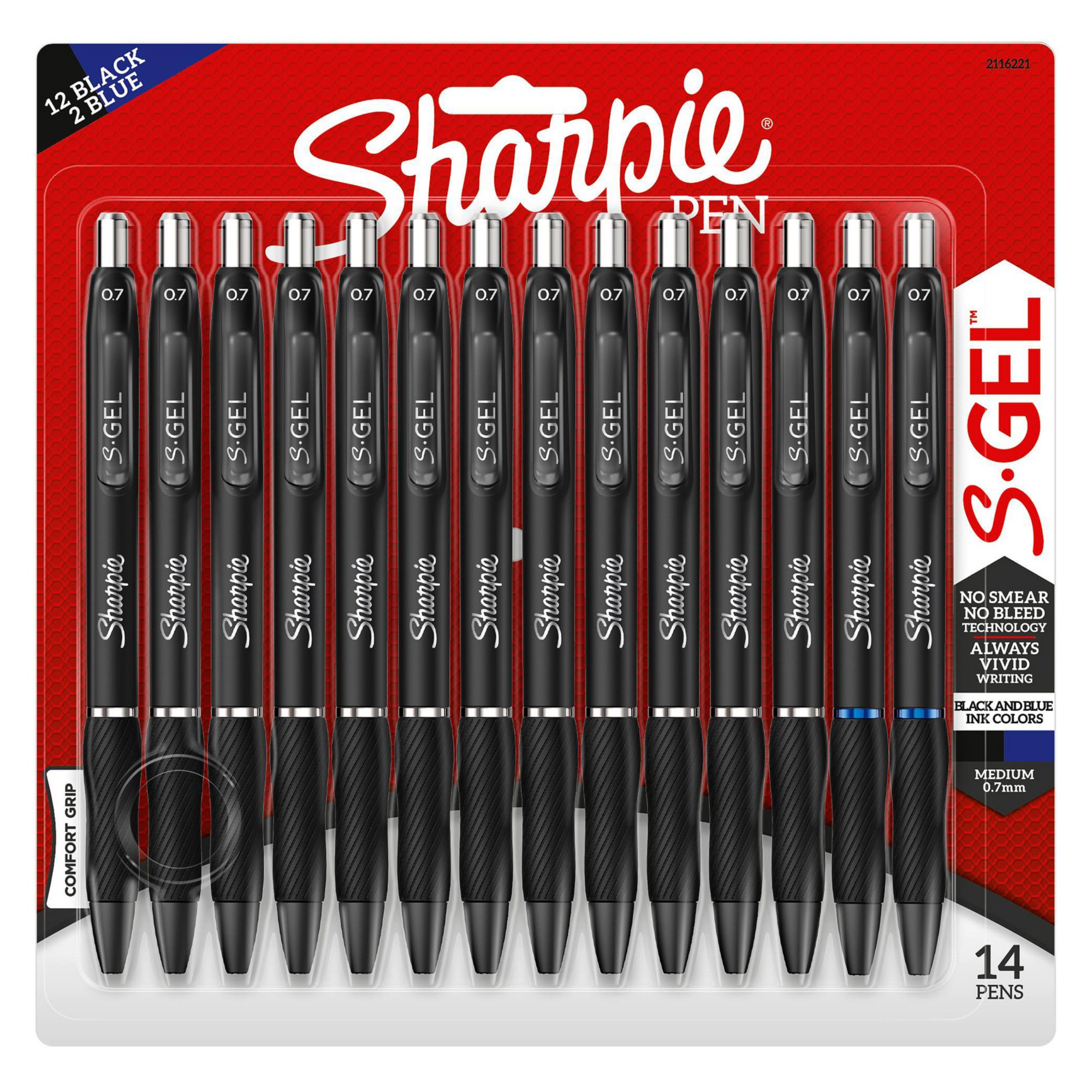 SHARPIE S-Gel, Gel Pens, Medium Point (0.7mm), Assorted Colors, 12 Count