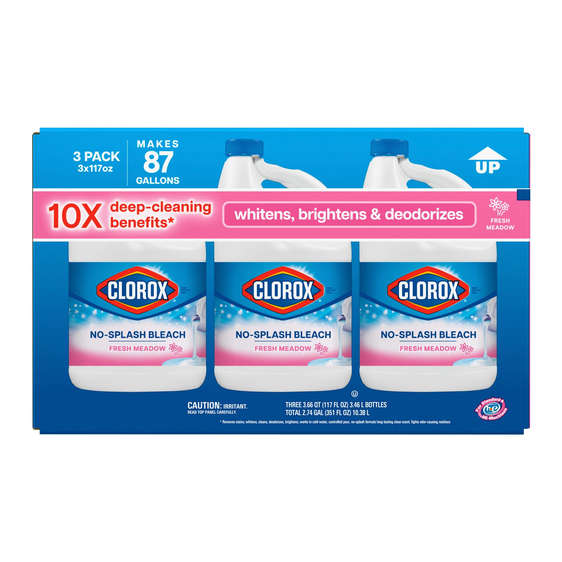 Clorox Splash-Less Fresh Meadow Scented Bleach, 3 pk.