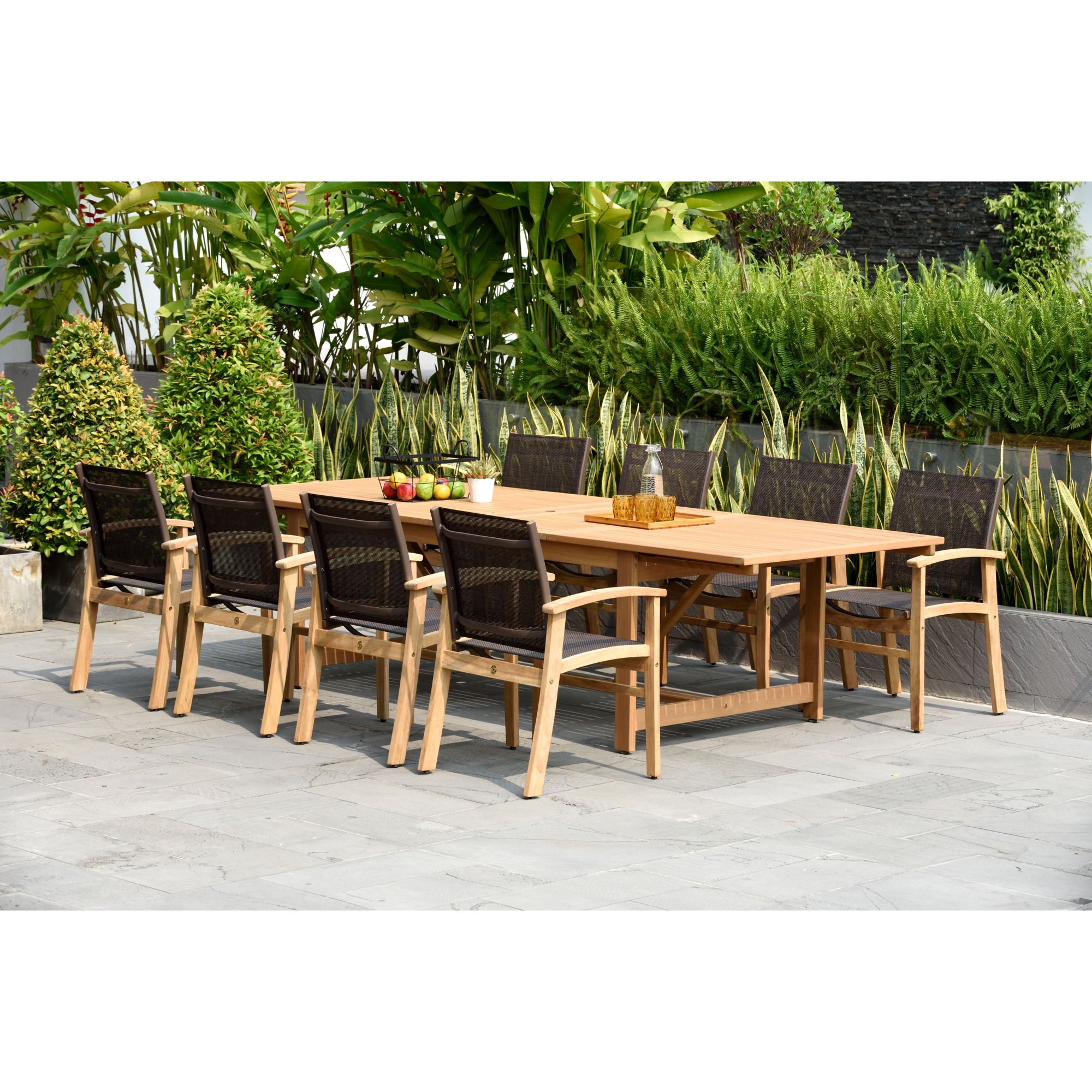 Amazonia Kleo 9-Pc. Teak Double Leaf Extendable Patio Dining Set