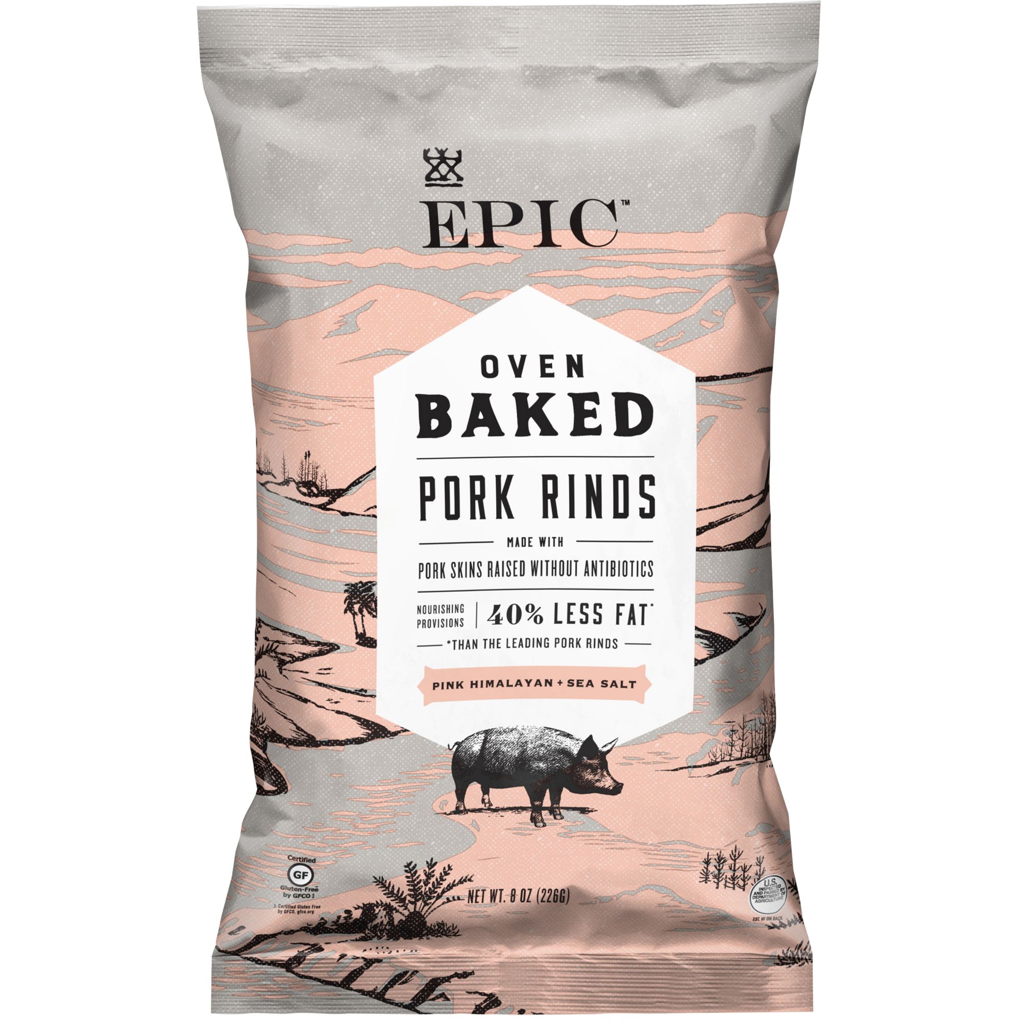 EPIC Pink Himalayan and Sea Salt Oven Baked Pork Rinds, 8 oz.