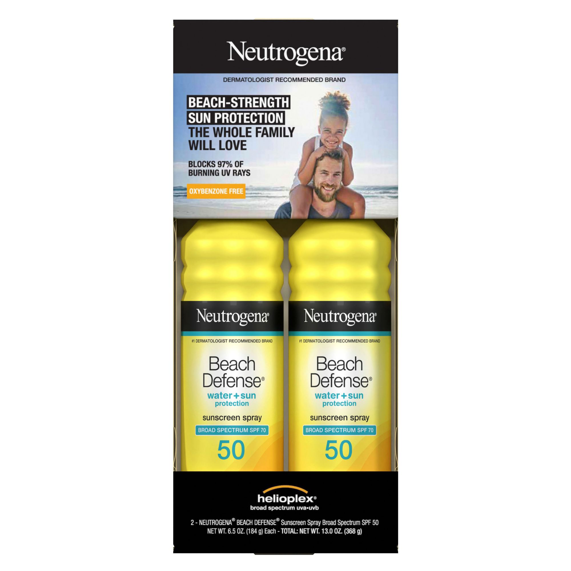 Neutrogena Beach Defense Water Sun Protection Sunscreen, 2 ct.