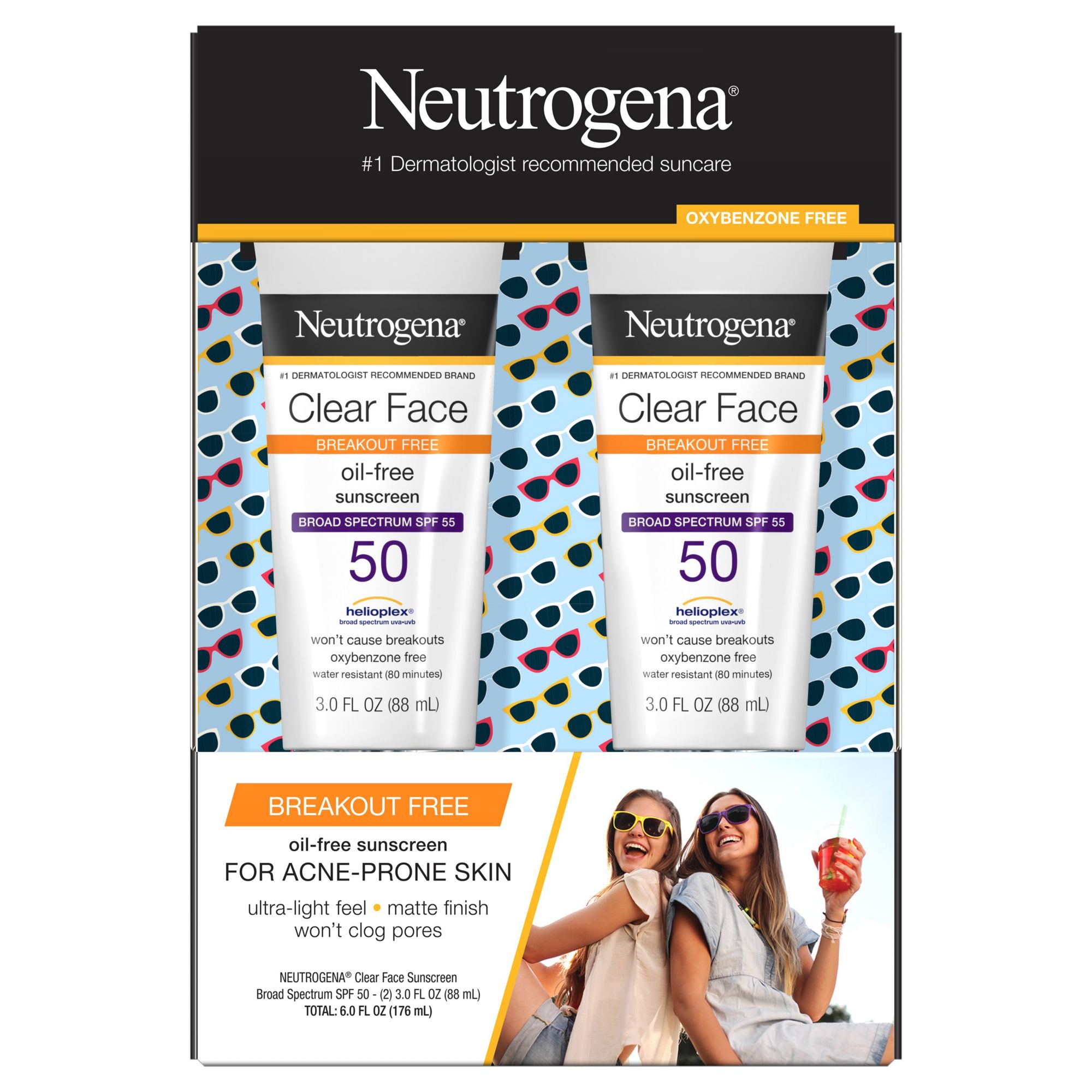 Neutrogena Clear Face Liquid Lotion Sunscreen, 2 pk.