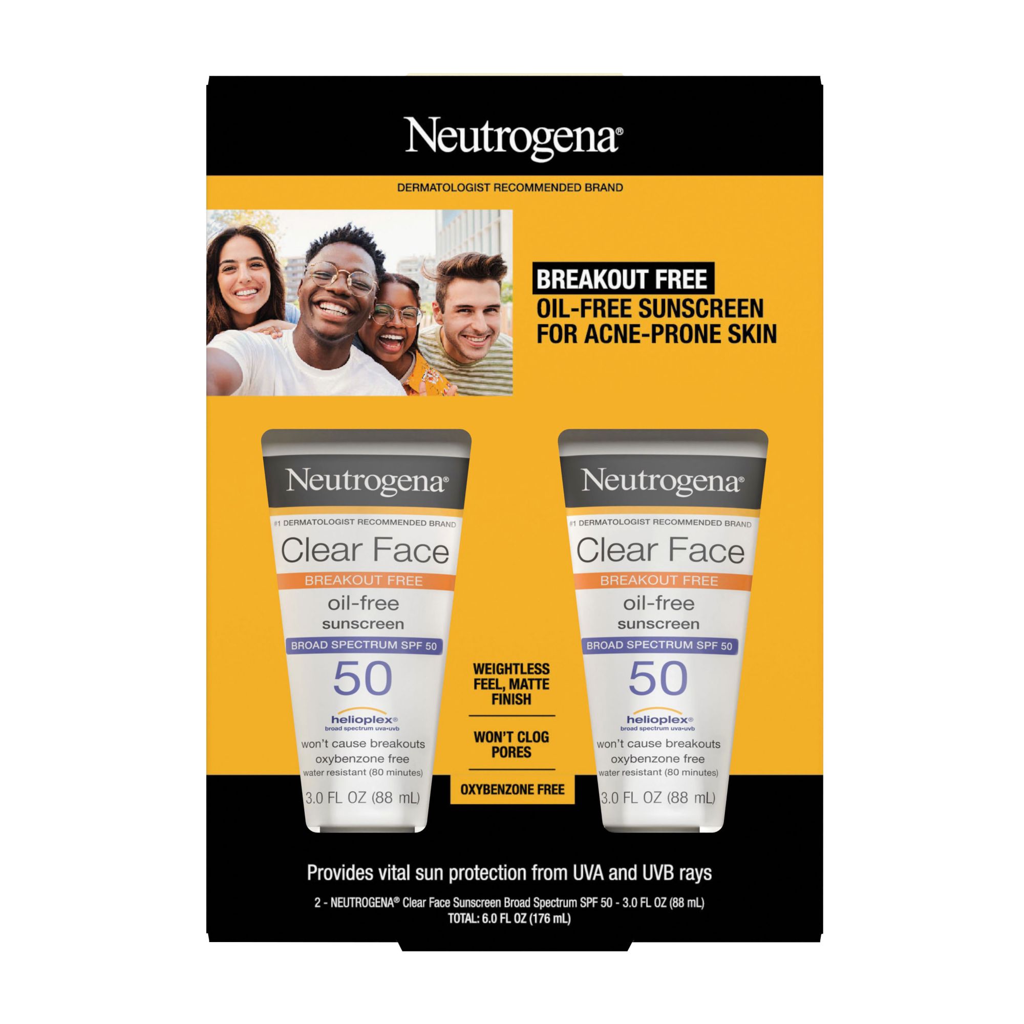 Neutrogena Clear Face Liquid Lotion Sunscreen, 2 pk.