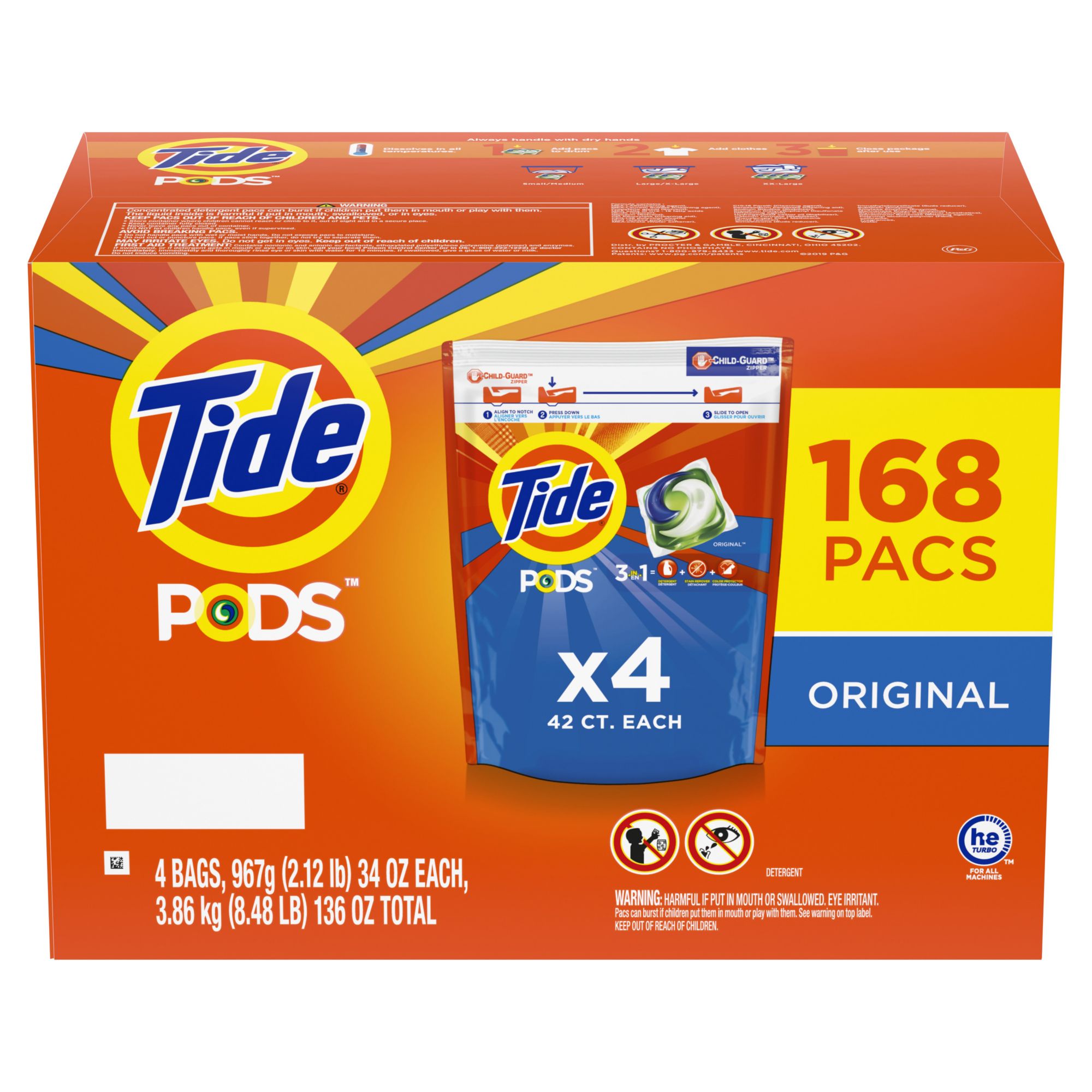 Tide Pods Original Scent Detergent Pacs, 168 ct.